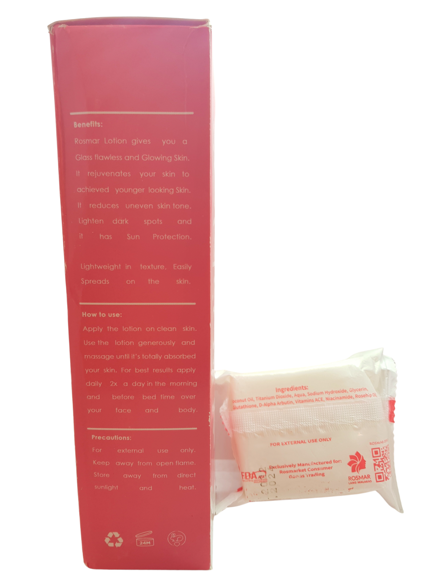 Rosmar bleaching Lotion Spf 60, together with Rosmar Kagayaku whitening soap.