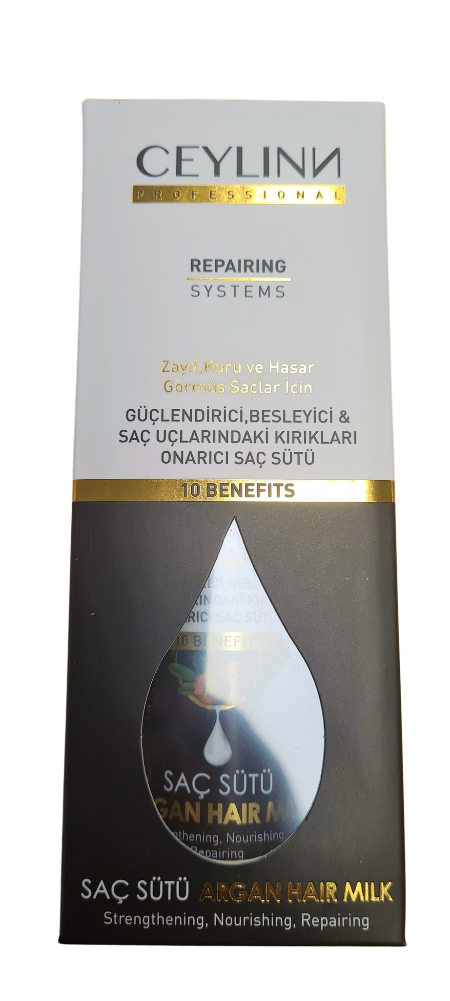 Ceylinn Professional Argan Hair Milk – 150 ml – Voedende & Hydraterende Haarmelk – Herstelt Droog & Beschadigd Haar, Voedt de Vochthuishouding & Vermindert Pluis – Voor Glanzend, Soepel & Gezond Haar