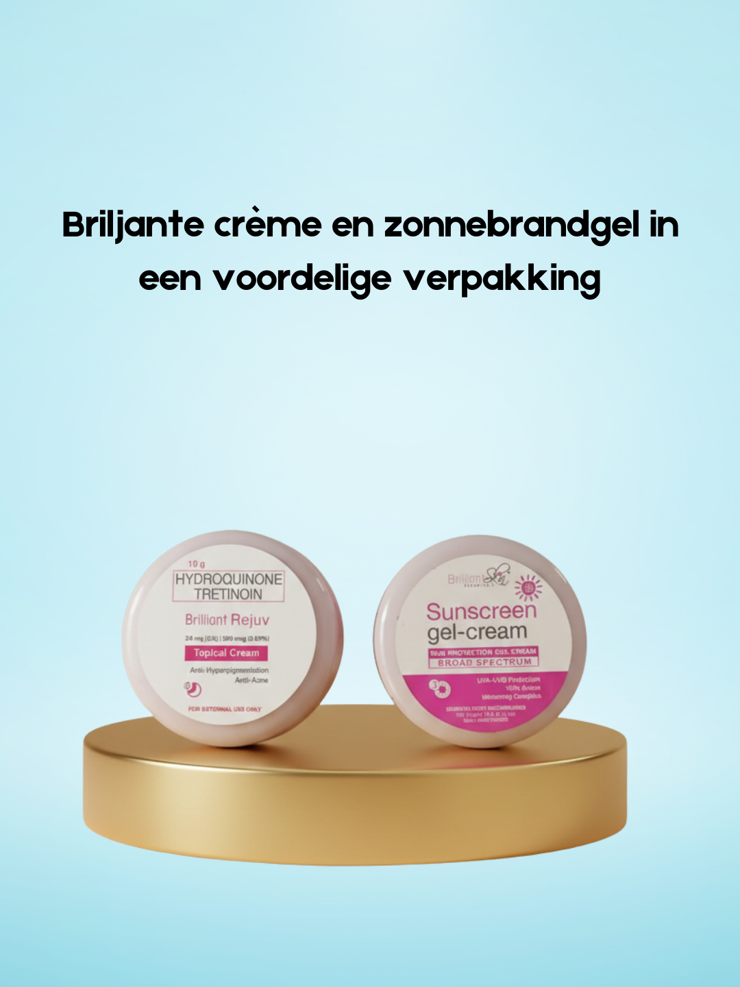 Brilliant Cream & Sunscreen Gel Cream – Economical Package – Verhelderende & Beschermende Huidverzorging – Hydrateert, Egaliseert de Huidtint en Beschermt tegen UV – Voor een Gladde, Stralende & Gezonde Huid