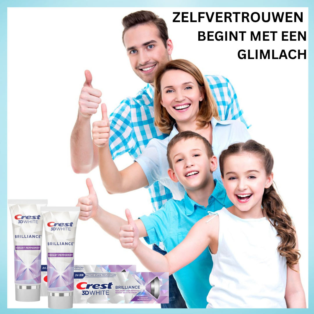 Dentifrice Crest 3D Brilliance White – 121 g (2 pièces) – Tandpasta blanchissant avancé – Verwijdert Oppervlaktevlekken, Verheldert Tanden & Zorgt voor een Stralend Witte, Gezonde Glimlach