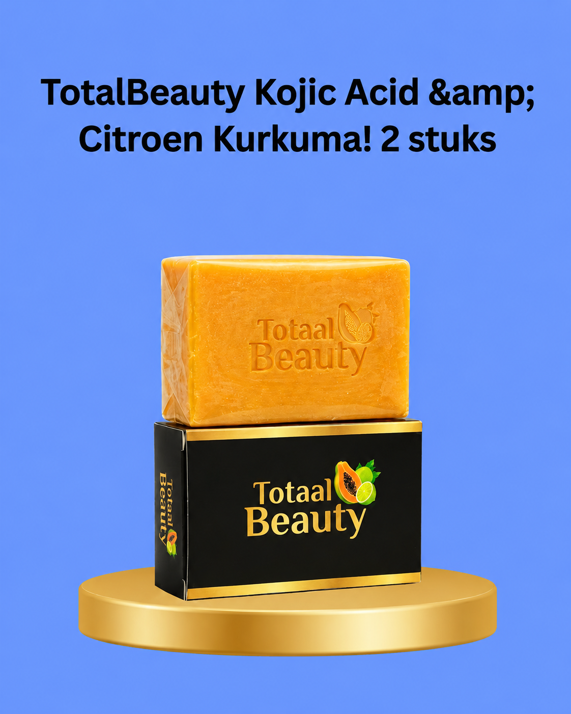 TotaalBeauty Kojic Acid & Lemon Turmeric – 2 Pieces – Verhelderende & Voedende Zeep – Helpt Donkere Vlekken te Verminderen, Egaliseert de Huidtint & Hydrateert Intensief – Voor een Gladde, Stralende & Gezonde Huid