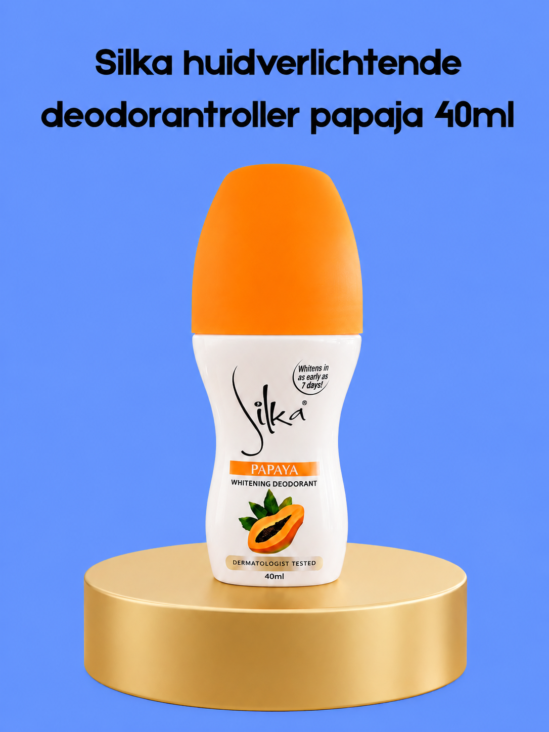 Silka Skin Lightening Deodorant Roller Papaya – 40 ml – Verhelderende & Verfrissende Deodorant – Helpt Donkere Oksels te verminderen, Neutraliseert Geur & Houdt de Huid Fris, Zacht & Stralend