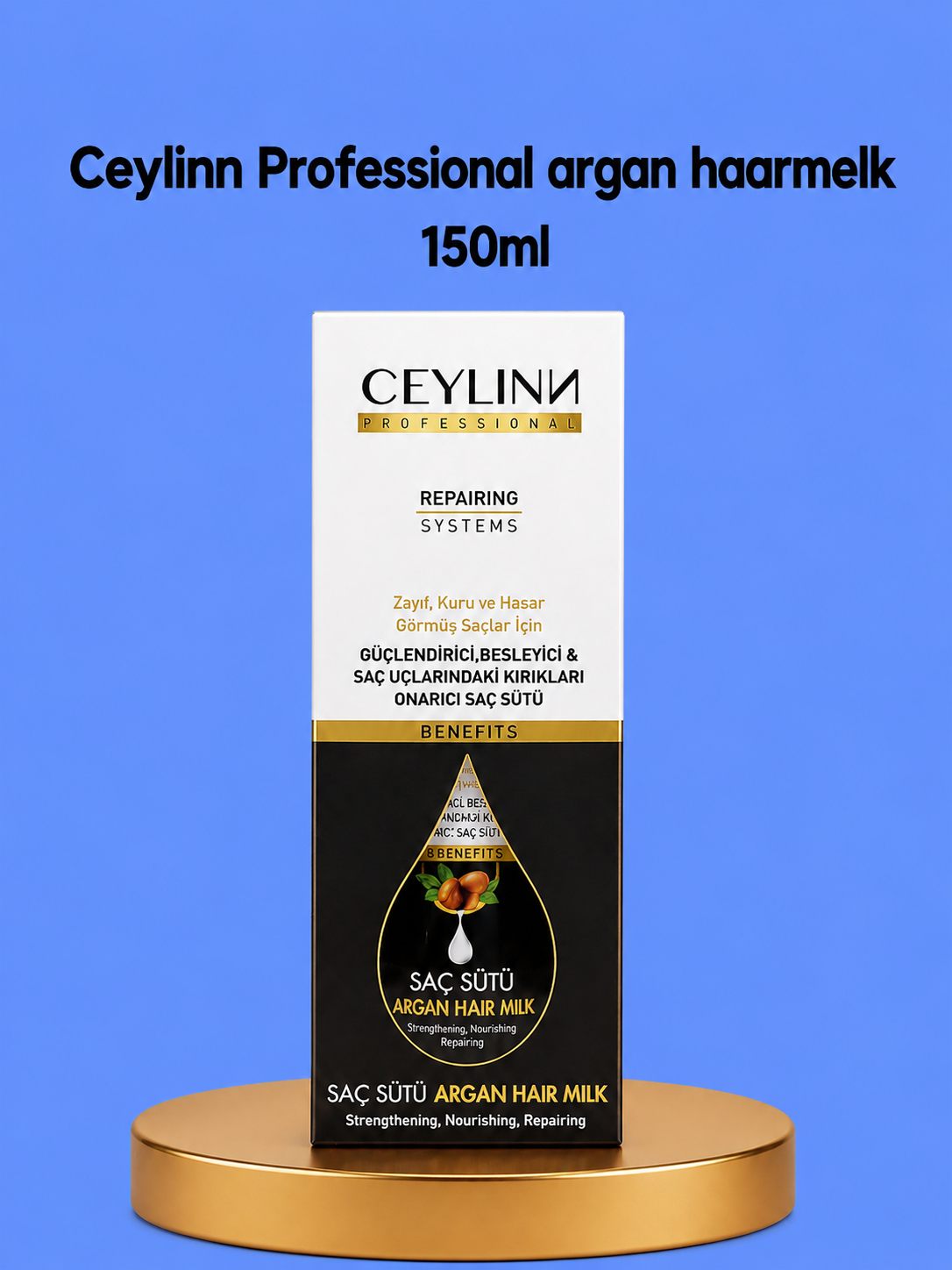 Ceylinn Professional Argan Hair Milk – 150 ml – Voedende & Hydraterende Haarmelk – Herstelt Droog & Beschadigd Haar, Voedt de Vochthuishouding & Verminderd Pluis – Voor Glanzend, Soepel & Gezond Haar