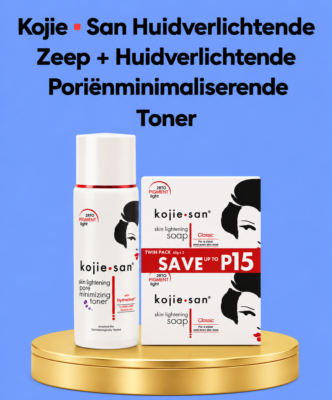 Kojie San Skin Whitening Soap + Skin Lightening Cleanser + Toner β Verhelderende & Hydraterende Huidverzorgingsset β Vermindert Donkere Vlekken,