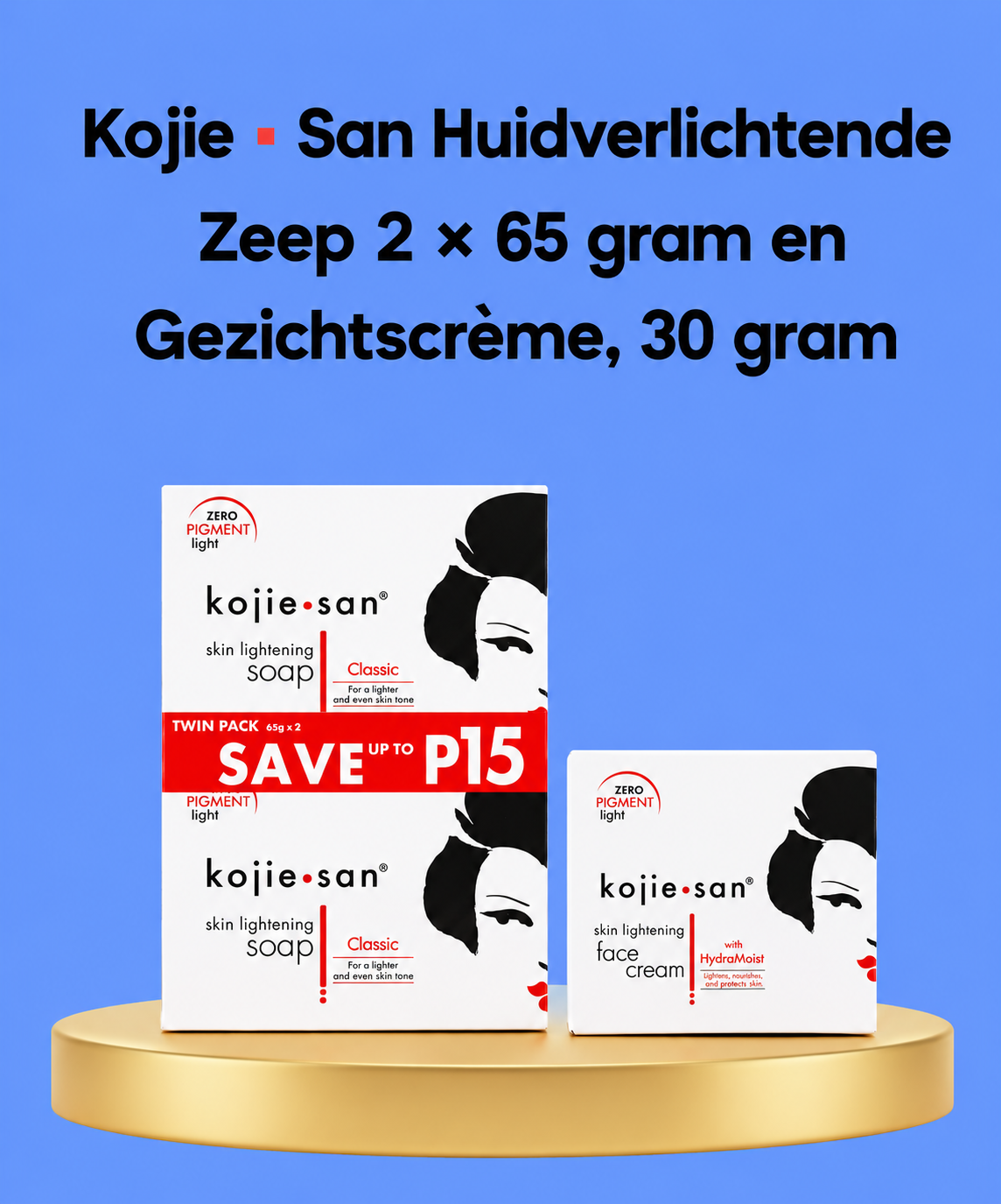 Kojie San Skin Lightening Soap – 2×65 g + Gezichtscrème – 30 g – Verhelderende & Hydraterende Set – Verminderde Donkere Vlekken, Egaliseert de Huidtint & Hydrateert Intensief – Voor een Gladde, Stralende & Gezonde Huid
