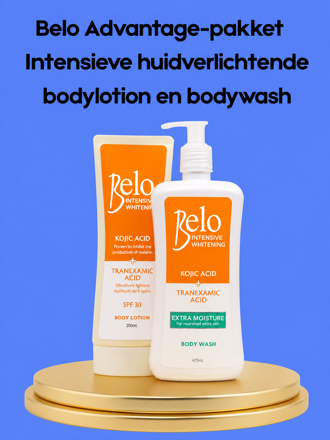 Belo Voordeelpakket – Intense Skin Lightening Body Lotion & Body Wash – Verhelderende & Hydraterende Set – Verminderde Donkere Vlekken, Egaliseert de Huidtint & Hydrateert Intensief – Voor een Gladde, Stralende & Gezonde Huid