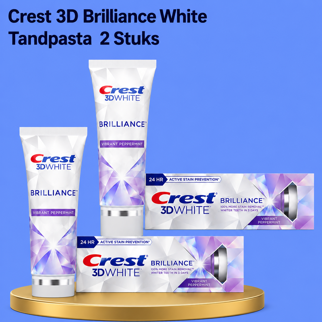 Crest 3D Brilliance White Tandpasta – 121 g (2 stuks) – Geavanceerde Whitening Tandpasta – Verwijdert Oppervlaktevlekken, Verhelderde Tanden & Zorgt voor een Stralend Witte, Gezonde Glimlach