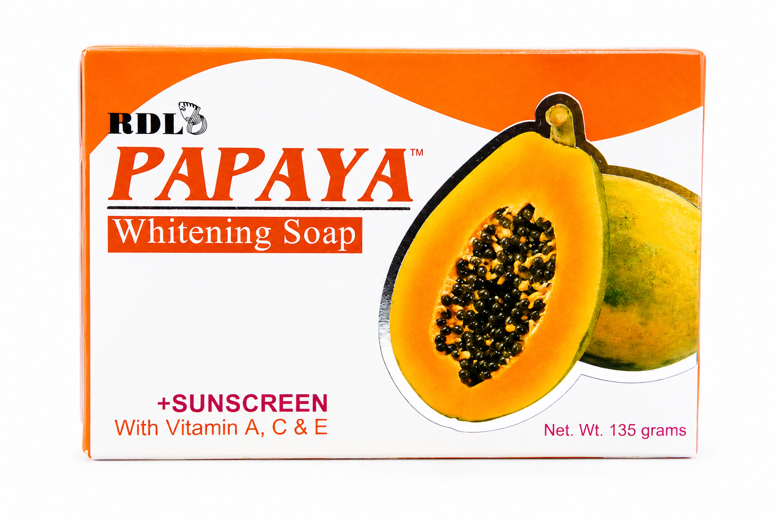 RDL Papaye Savon Blanchissant avec Crème Solaire – 135 g – Verhelderende & Beschermende Zeep – Hydrateert, Vermindert Donkere Vlekken, Egaliseert de Huidtint & Beschermt tegen UV – Voor een Gladde, Stralende & Gezonde Huid