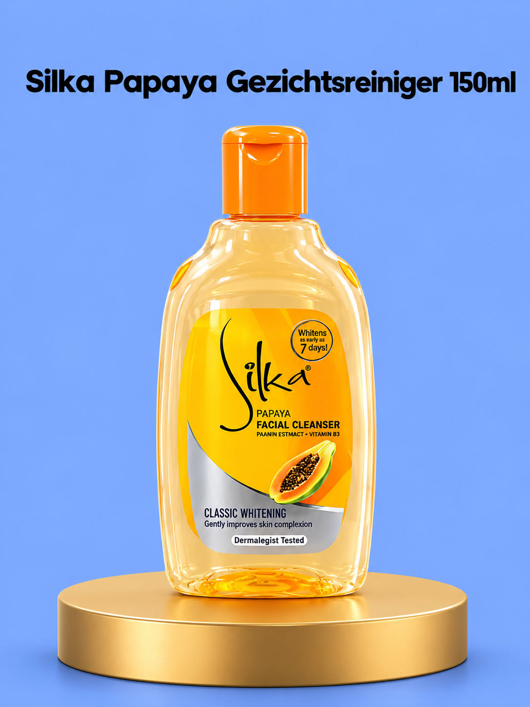 Silka Papaya Facial Cleanser – 150 ml – Verhelderende & Verfrissende Gezichtsreiniger – Reinigt Grondig, Verwijdert Onzuiverheden & Egaliseert de Huidtint – Voor een Gladde, Frisse & Stralende Huid