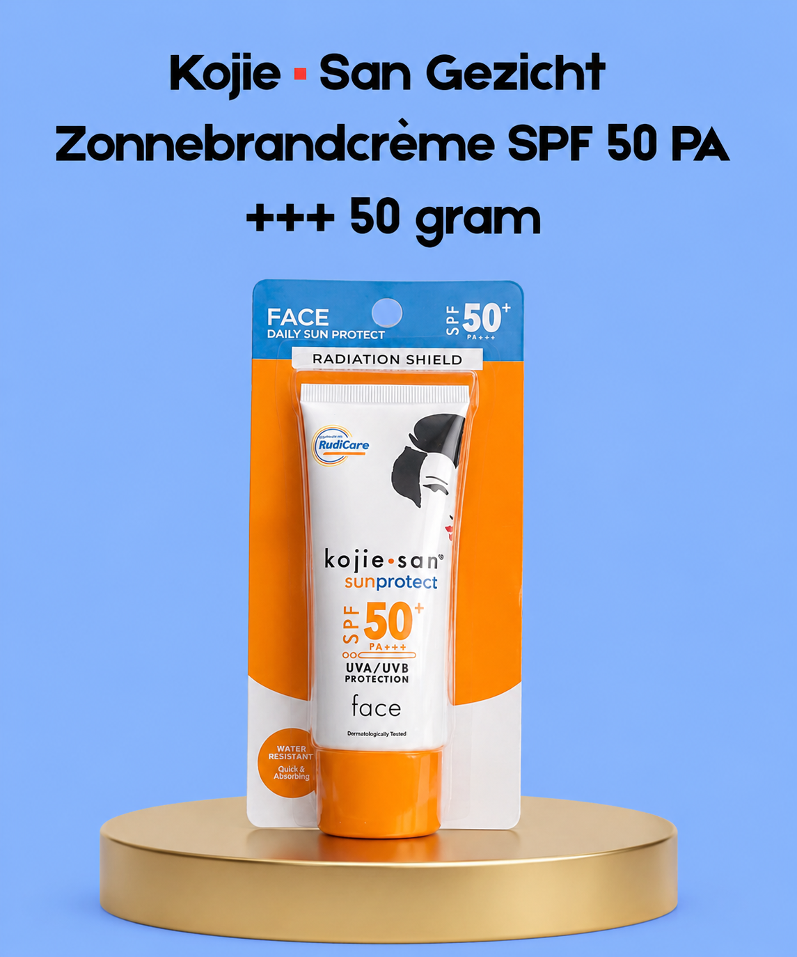 Kojie San Face Sunblock SPF 50 PA+++ – 50 g – Hoog Beschermende & Verhelderende Zonnecrème – Beschermt tegen UVA/UVB-stralen, Vermindert Donkere Vlekken & Houdt de Huid Stralend, Zacht & Gezond