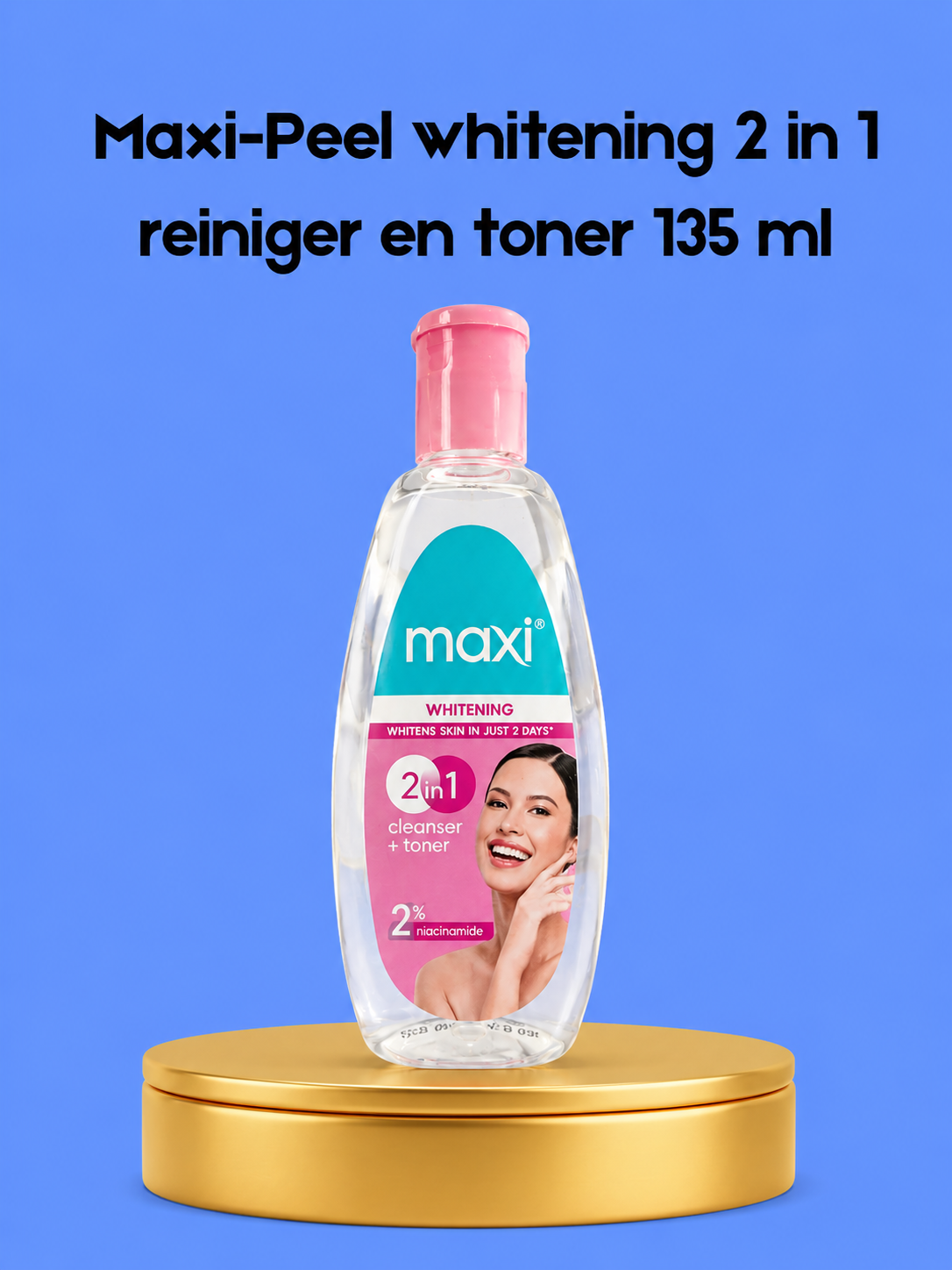 Maxi Peel Whitening 2-in-1 Cleanser & Toner – 135 ml – Verhelderende & Reinigende Huidverzorging – Verwijdert Onzuiverheden, Egaliseert de Huidtint & Hydrateert – Voor een Gladde, Stralende & Gezonde Huid