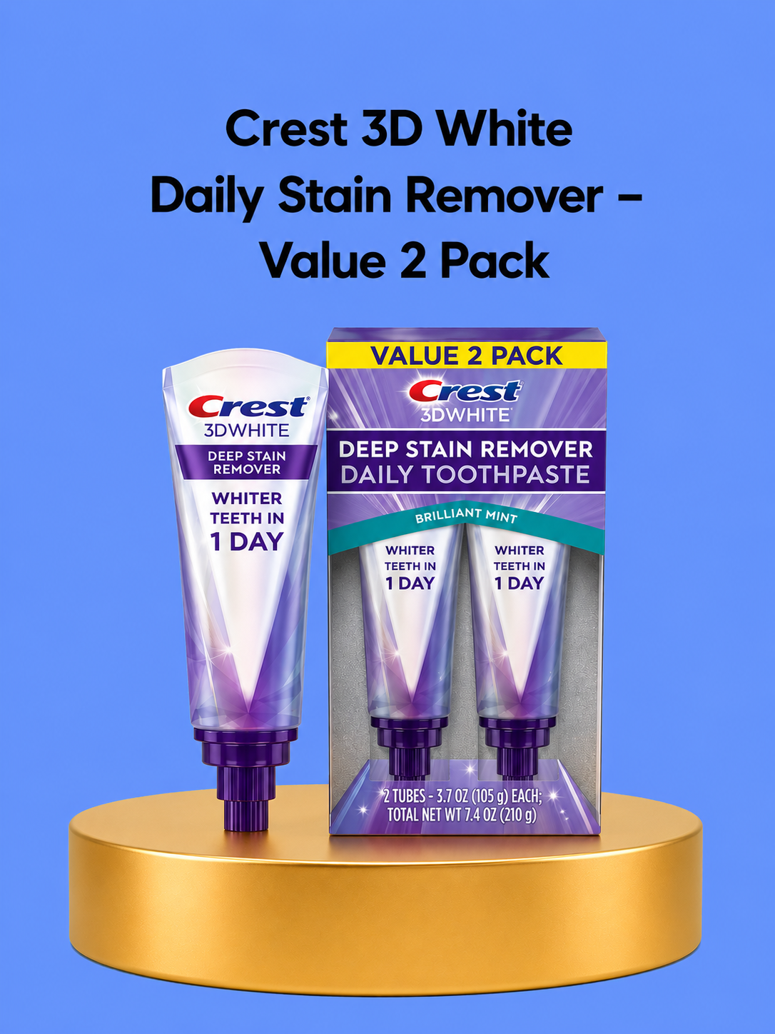Crest 3D White Brilliance Deep Stain Remover – Groot formaat – Nieuw in Nederland – Verwijdert Diepe Tanden Vlekken, Verheldert Tanden & Beschermt Tandglazuur – Voor een Stralende, Witte & Gezonde Glimlach