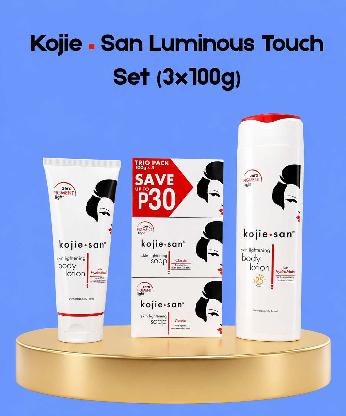Kojie San Luminous Touch Set – 3×100 g – Set de soins et d&