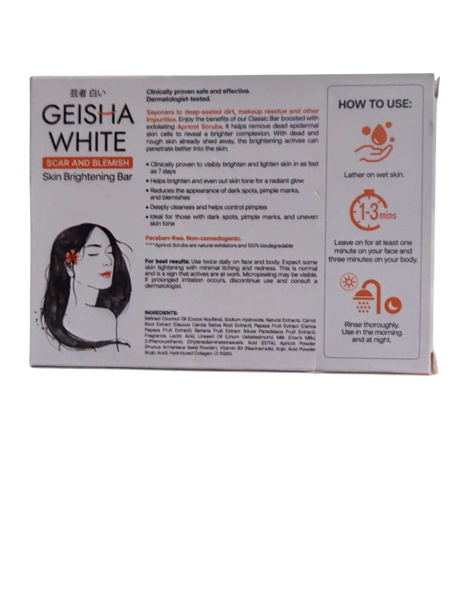 Geisha white Scar and Blemish Skin Brightening Bar Classic 3x65 gram