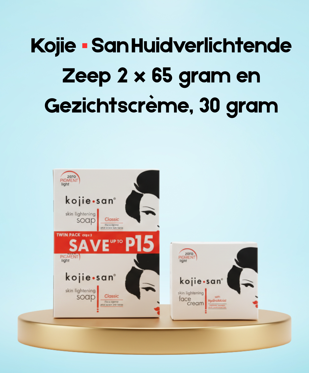Kojie San Savon Éclaircissant Pour La Peau – 2×65 g + Crème Visage – 30 g – Ensemble Verhelderende & Hydraterende – Vermindert Donkere Vlekken, Egaliseert de Huidtint & Hydrateert Intensief – Voor een Gladde, Stralende & Gezonde Huid
