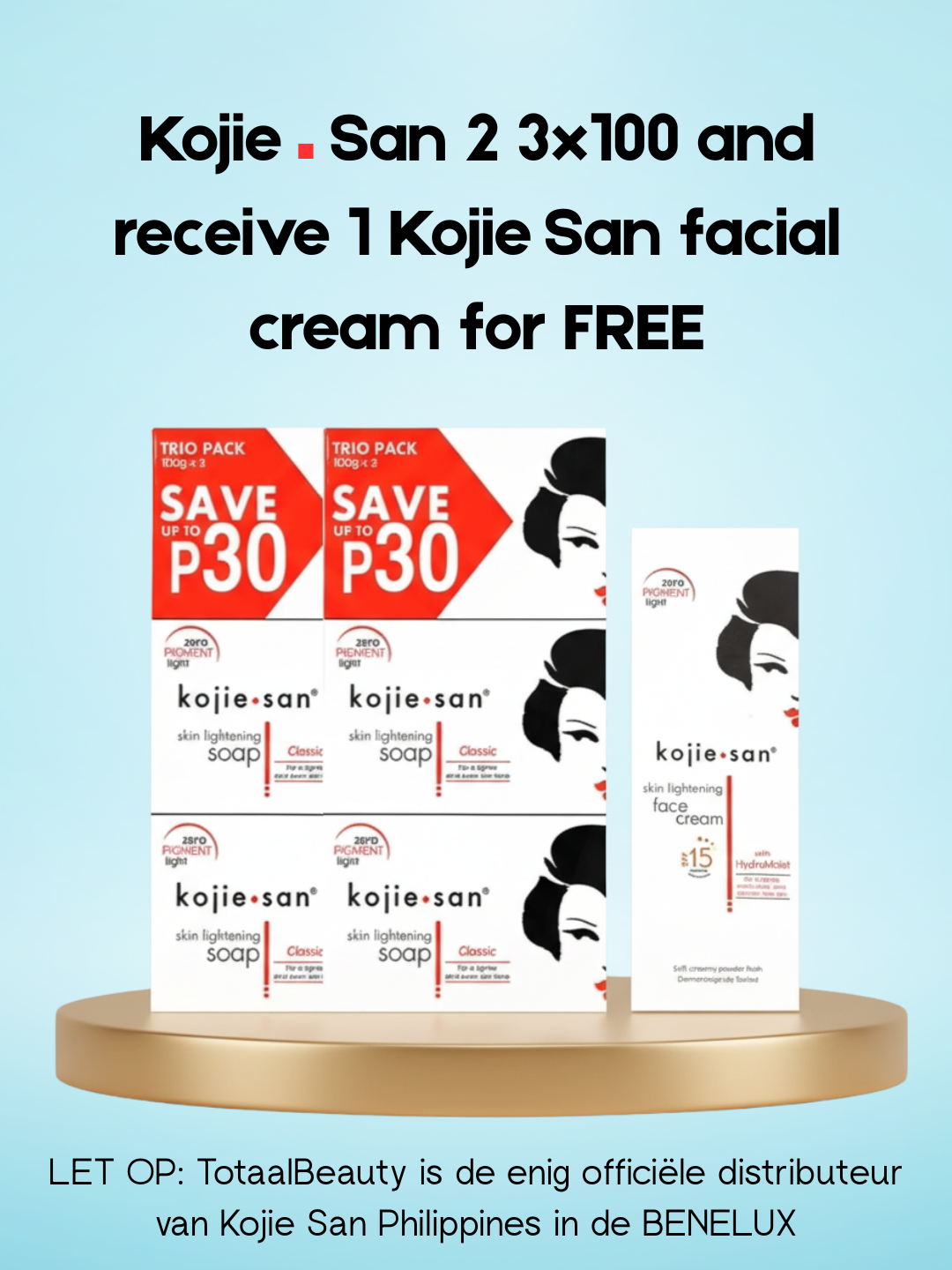 Kojie San 2 3x100 en ontvang 1 Kojie San gezichtscrème GRATIS
