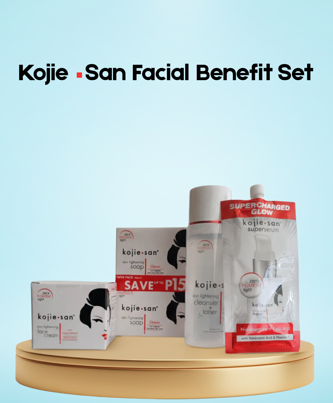 Kojie San Facial Benefit Set – Verhelderende & Hydraterende Gezichtsverzorgingsset – Helpt Donkere Vlekken te verminderen, Egaliseert de Huidtint & Verbeterde Huidtextuur – Voor een Stralende, Gladde & Gezonde Teint