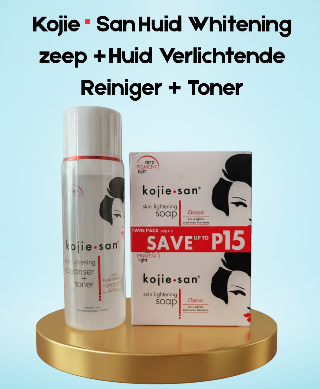 Kojie San Skin Whitening Set – 2×65 g Soap + Skin Whitening Cleanser + Toner – Verhelderende & Hydraterende Huidverzorging – Helpt Donkere Vlekken te Verminderen, Egaliseert de Huidtint & Hydrateert Intensief – Voor een Gladde, Stralende & Gezonde Huid
