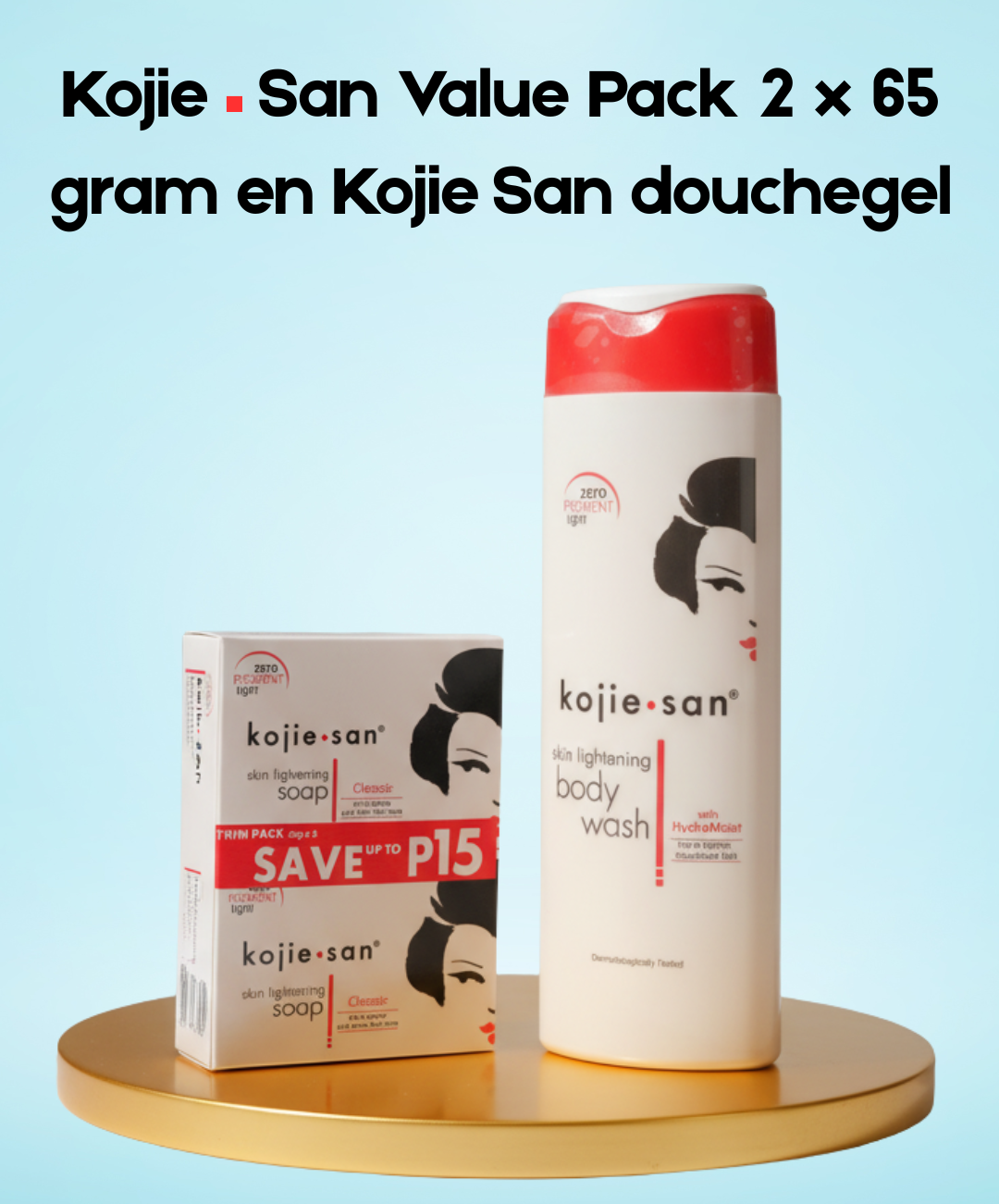 Kojie San Value Pack – 2×65 g + Kojie San Shower Gel – Verhelderende & Hydraterende Huidverzorgingsset – Helpt Donkere Vlekken te Verminderen, Egaliseert de Huidtint & Hydrateert Intensief – Voor een Gladde, Stralende & Gezonde Huid