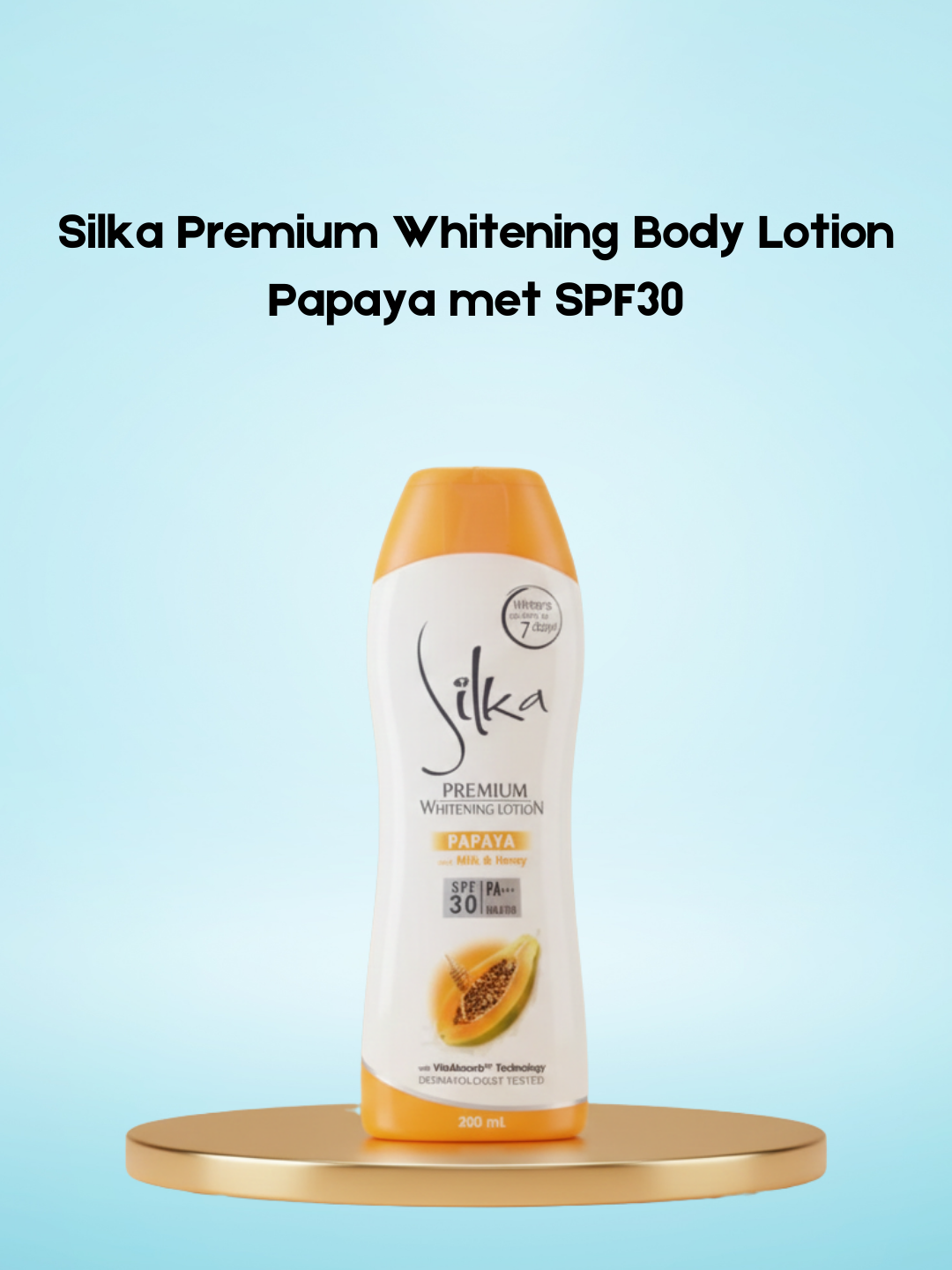 Silka Premium Whitening Body Lotion Papaya with SPF 30 – Verhelderende & Hydraterende Bodylotion – Helpt Donkere Vlekken te Verminderen, Egaliseert de Huidtint & Beschermt tegen UV – Voor een Gladde, Stralende & Gezonde Huid