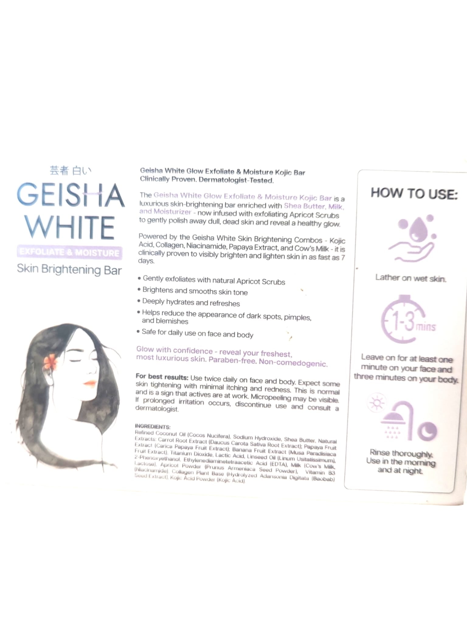 Geisha White Exfoliate & Moisture Soap – 2×65 g – Exfoliërende & Hydraterende Zeepset – Verwijdert Dode Huidcellen, Helpt de Huid te Verzachten & Intensief te Hydrateren – Voor een Gladde, Frisse, Stralende & Gezond Uitziende Huid