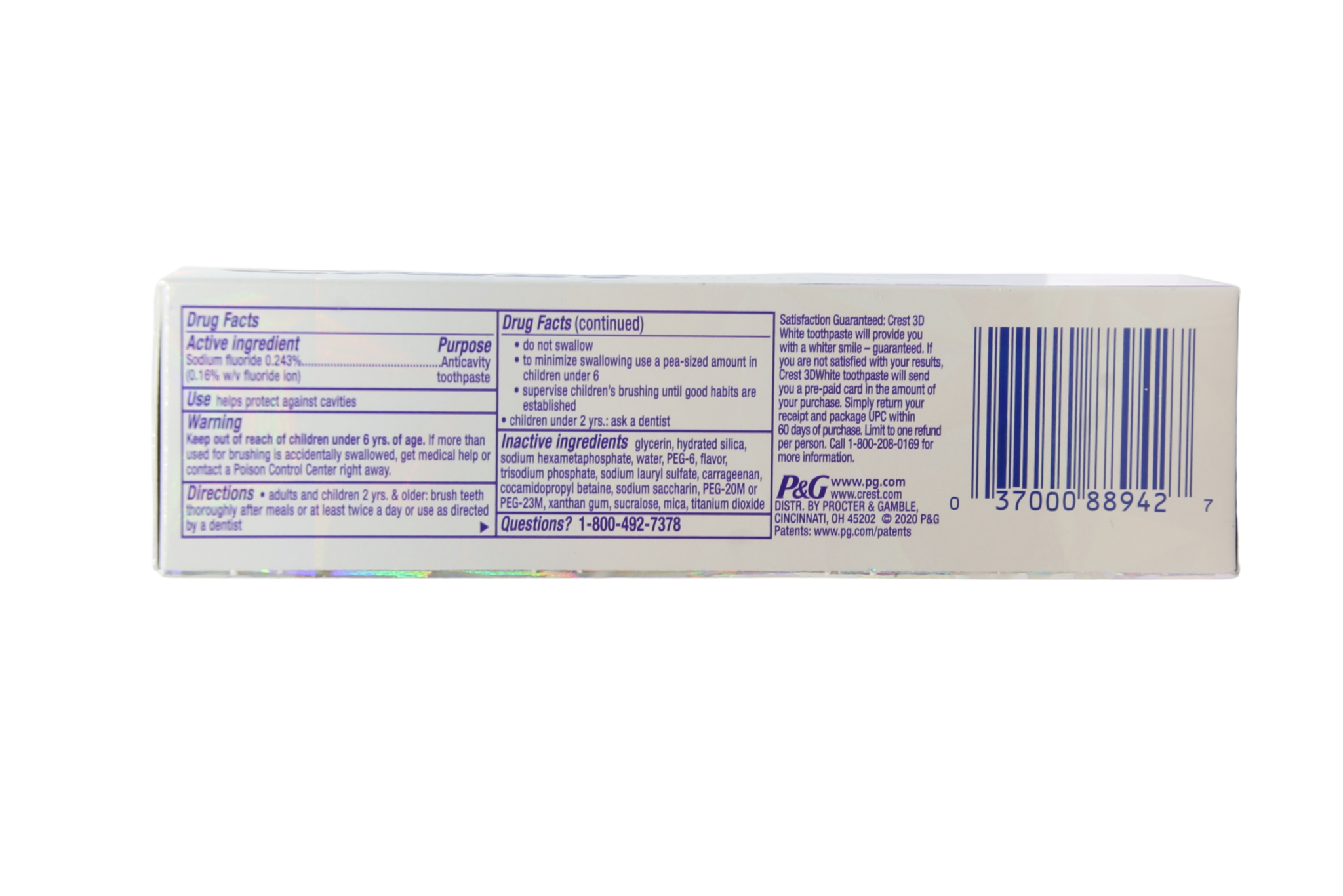 Dentifrice Crest 3D White Brilliance 99 g