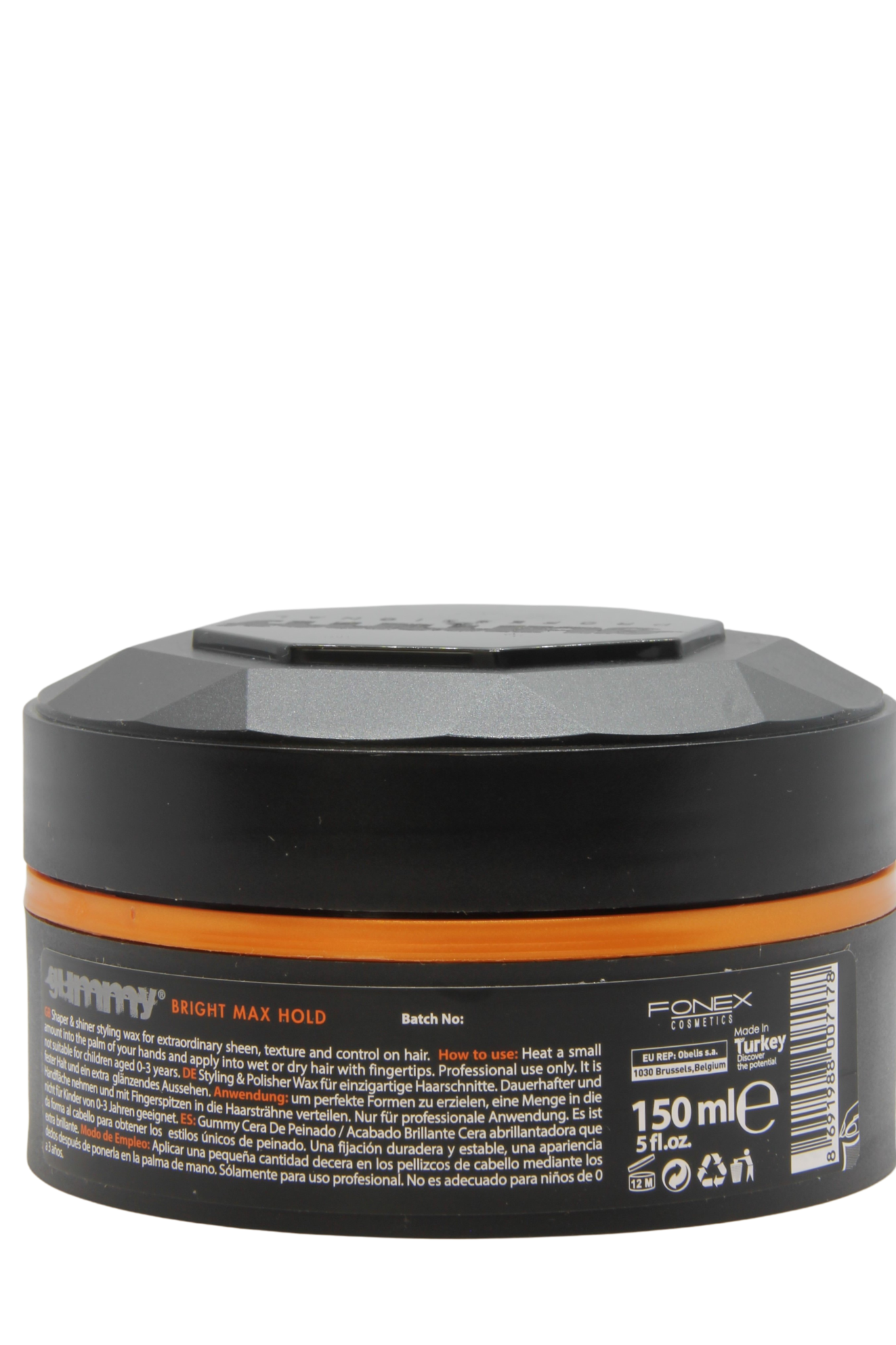 Fonex Gummy Wax Bright Max Hold – 150 ml – Sterk Fixerende Haarwax met Glans – Biedt Maximale Hold, Langdurige Controle & Geeft Glanzend, Perfect Gestyled Haar