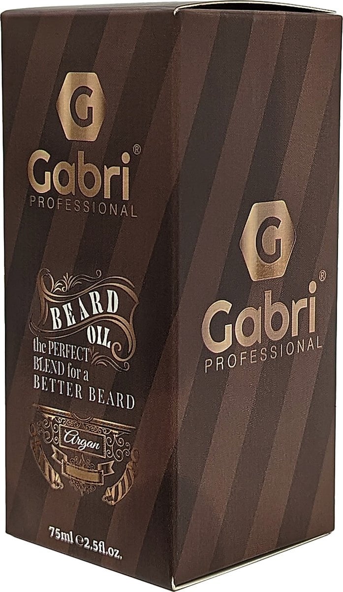 Gabri Professional Beard Oil – 75 ml – Voedende & Verzachtende Baardolie – Hydrateert Huid en Baardhaar, Vermindert Jeuk & Frizz – Voor een Zachte, Glanzende & Goed Verzorgde Baard