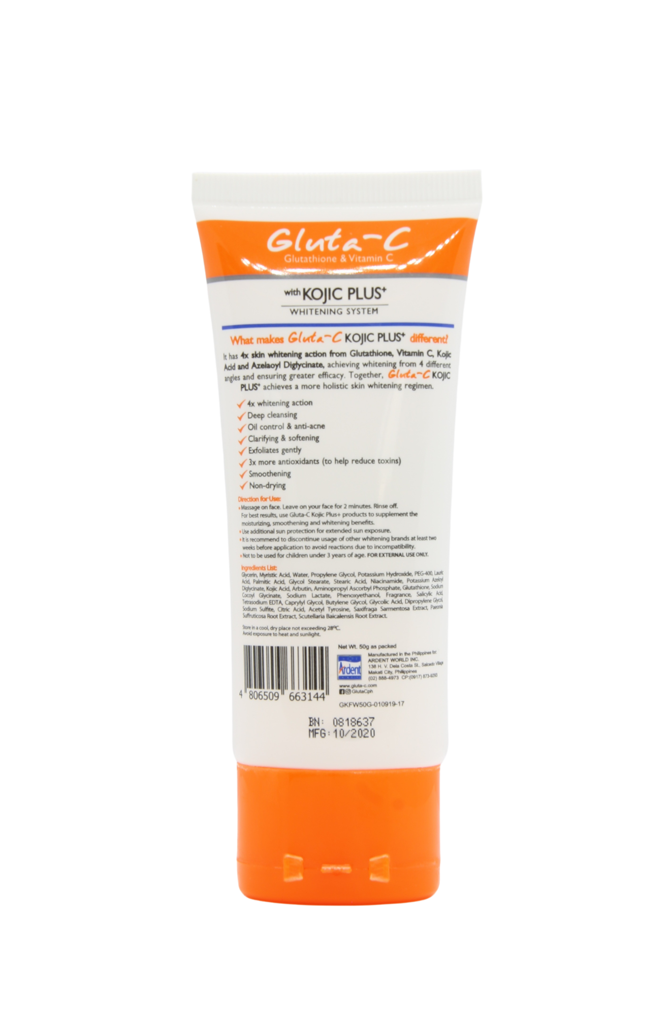 Gluta-C face wash 4x skin lightening acne control 50gr