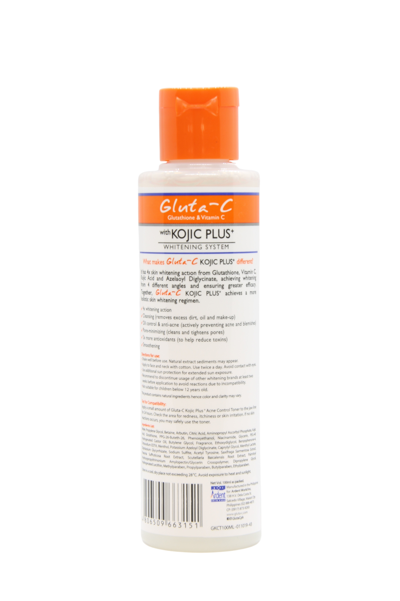 Gluta-C 4 x Tonique blanchissant pour la peau et anti-acné, 100 ml