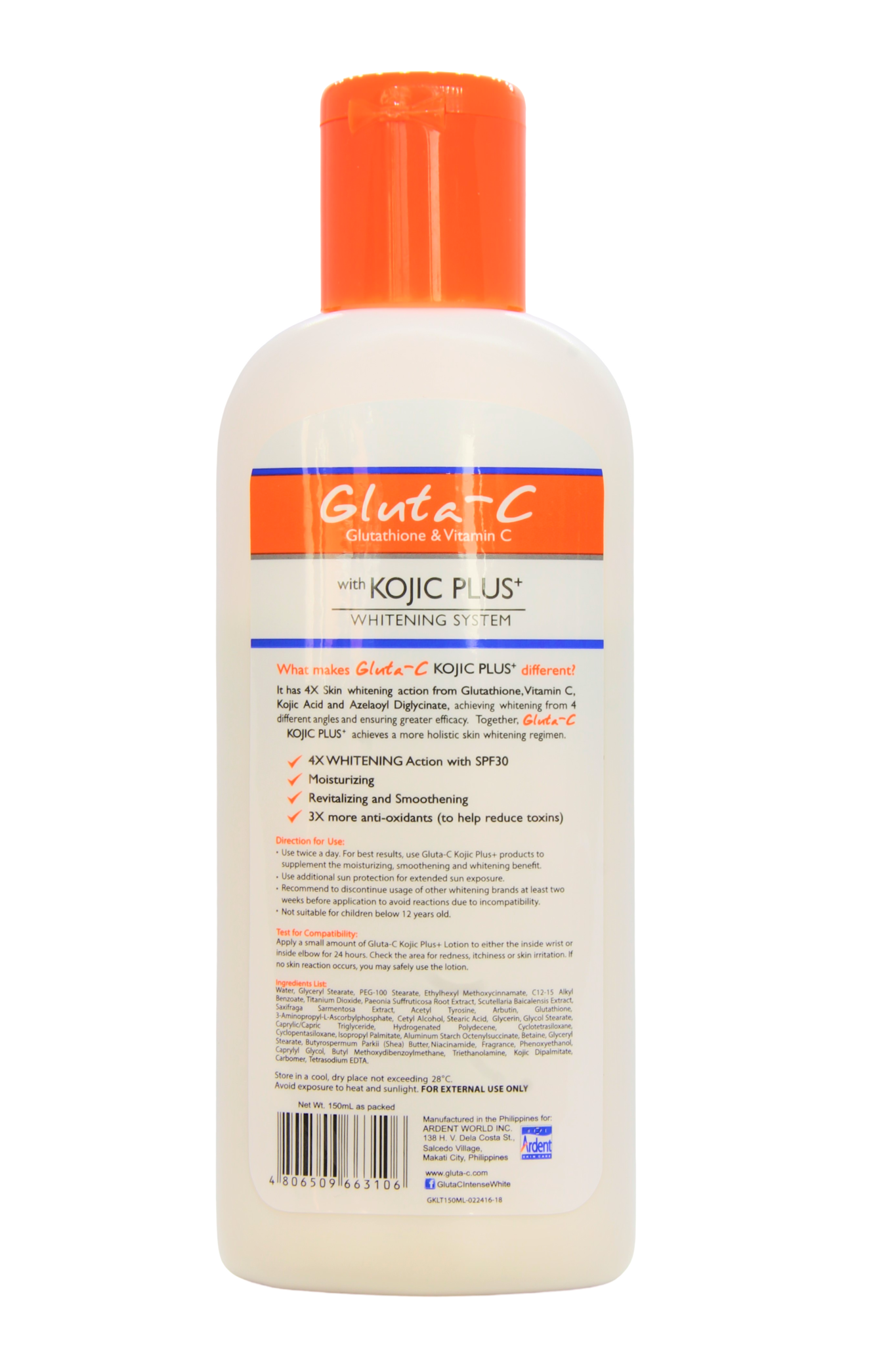 Gluta-C 4x Lotion Corps Éclaircissante SPF30 150 ml
