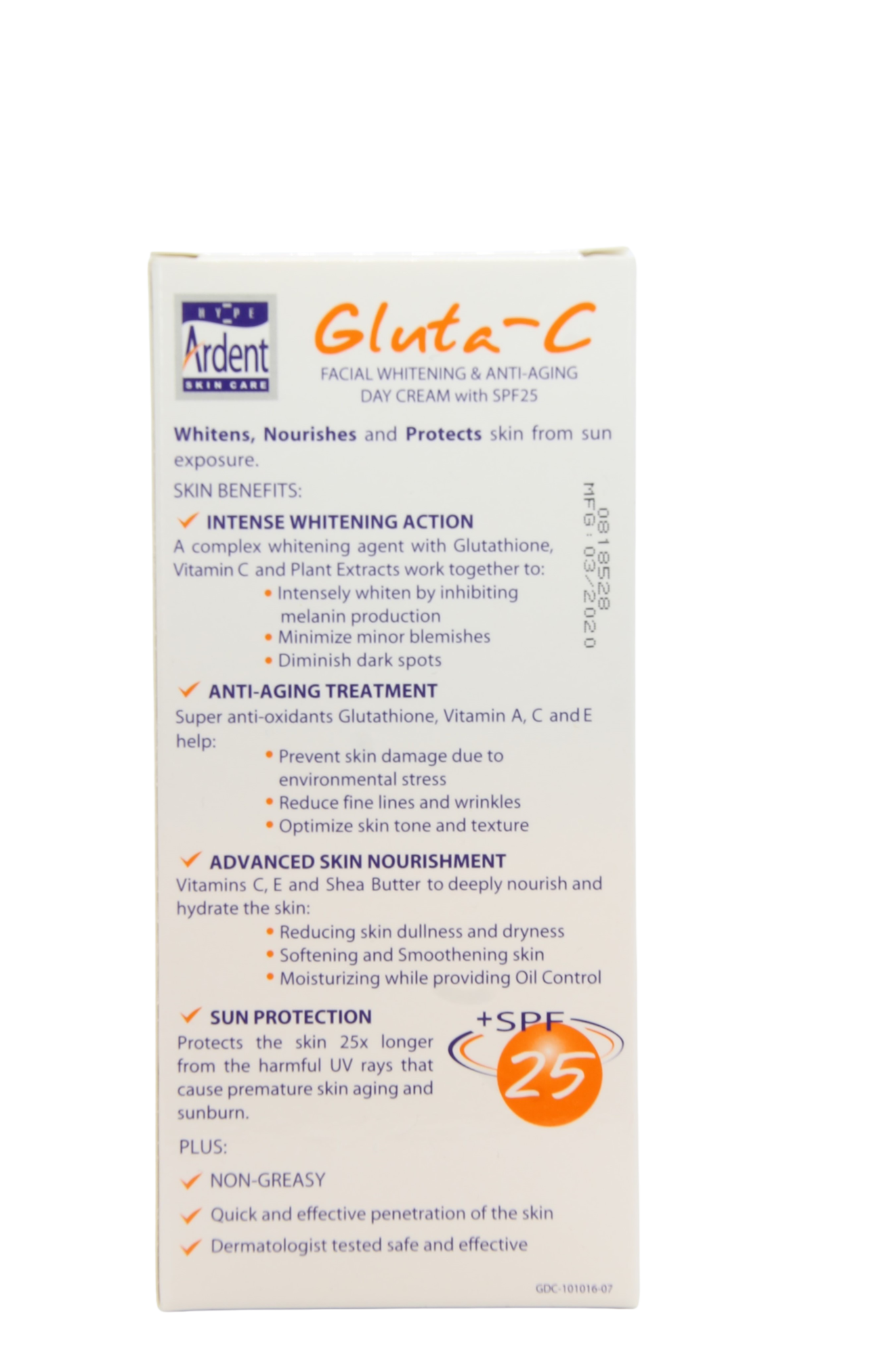 Crème Visage Gluta-C SPF25 30gr