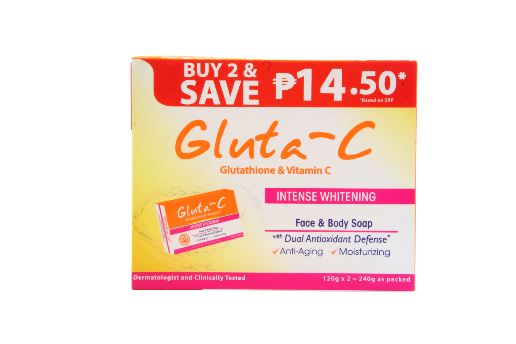 Gluta-C huid intens witmakende papajazeep, 2 x 120 gram