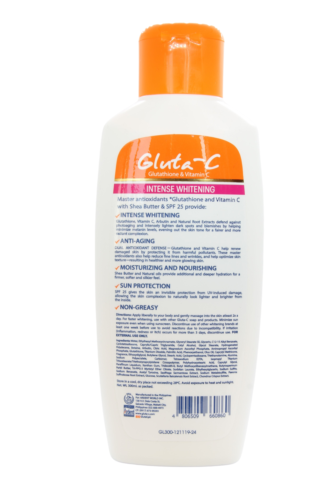 Gluta-C Lait corporel éclaircissant intense SPF25 300 gr