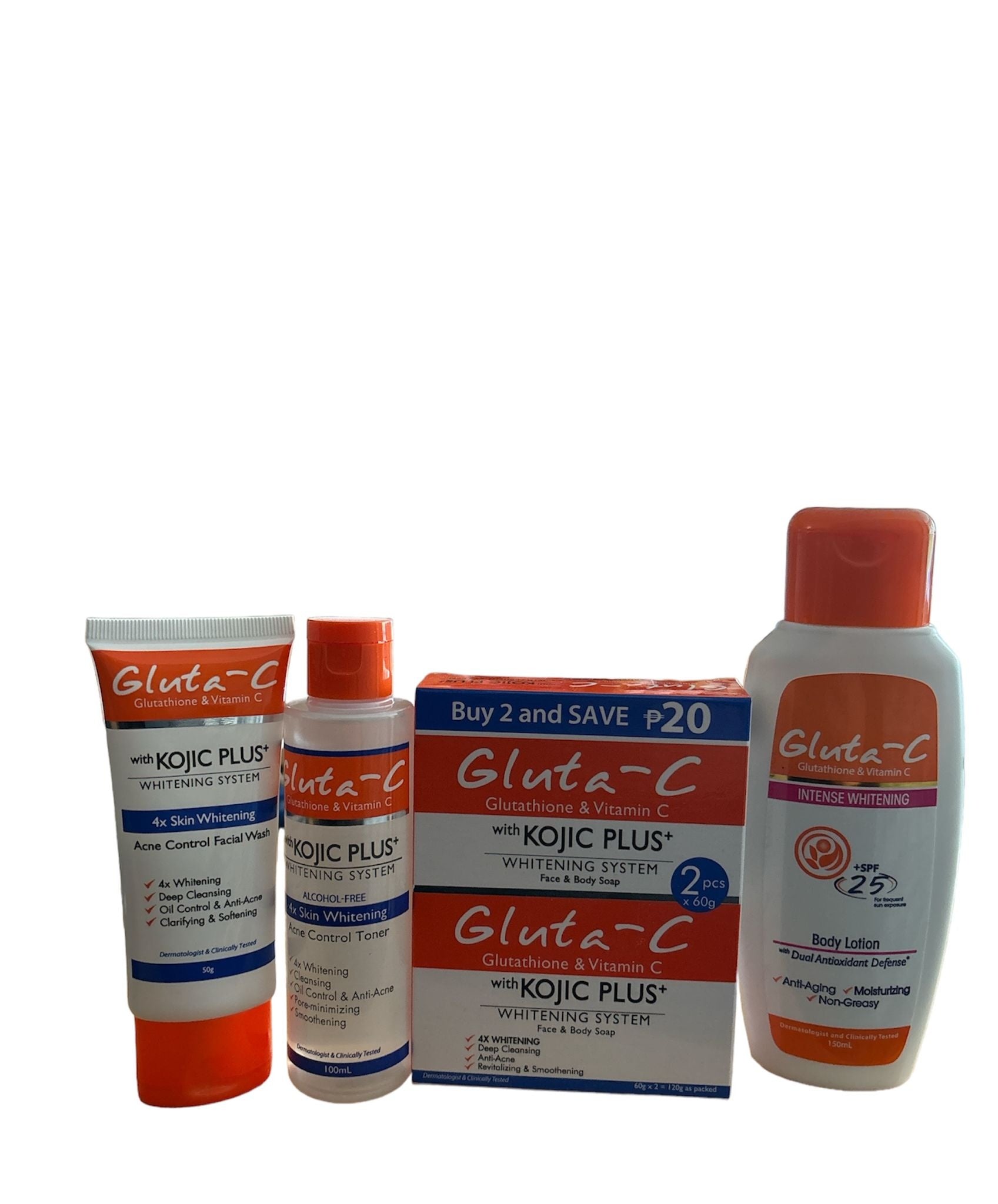 Gluta-C Value Pack – Ultimate Gift Set (4 Products) – Complete verhelderende & hydraterende huidverzorgingsset die helpt donkere vlekken te verminderen, de huidtint egaliseert en de huid fris, zacht en stralend houdt – Perfect om te geven of te gebruiken