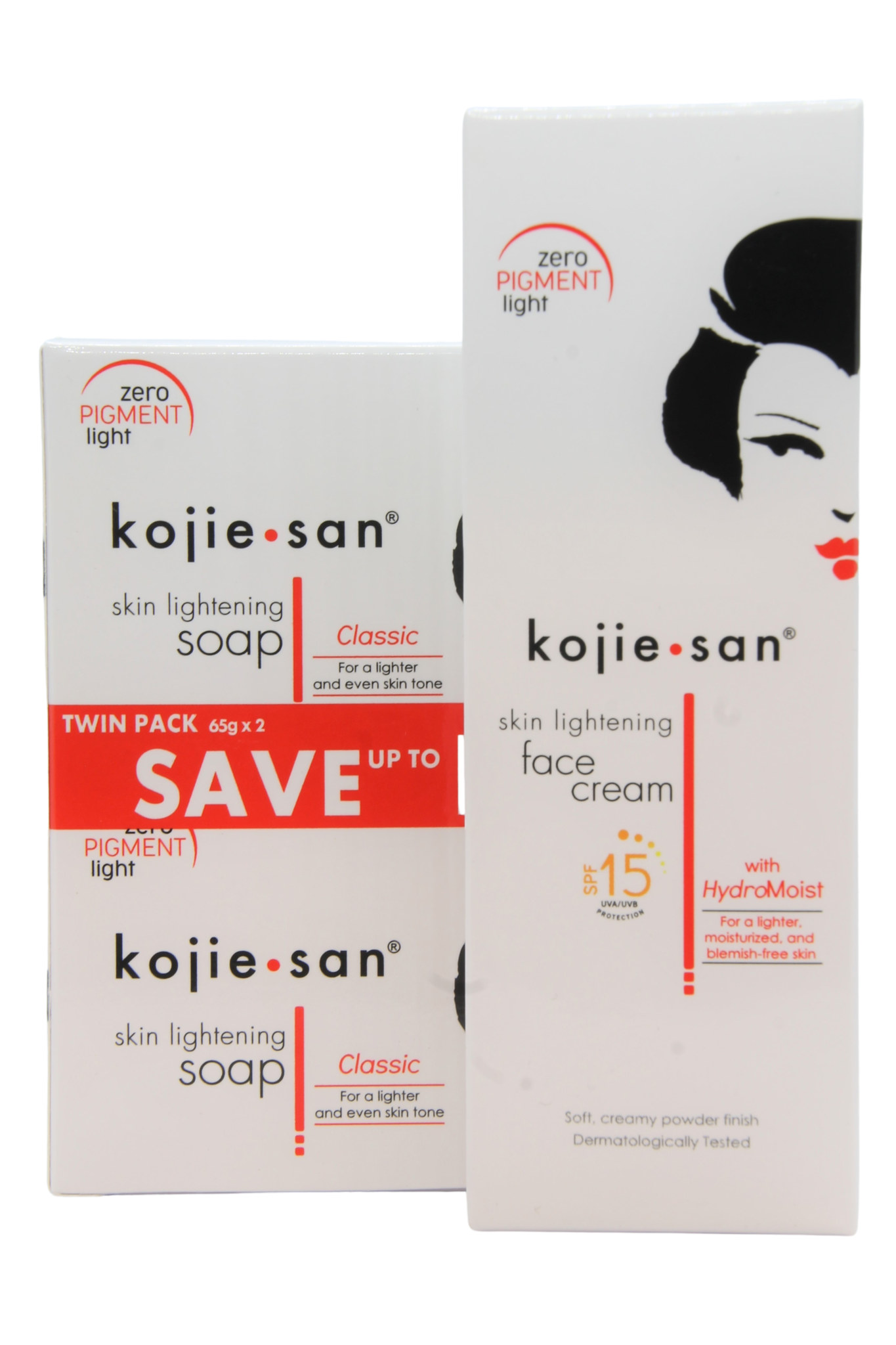 Savon éclaircissant et crème visage KojieSan avec SPF 15, 22 grammes