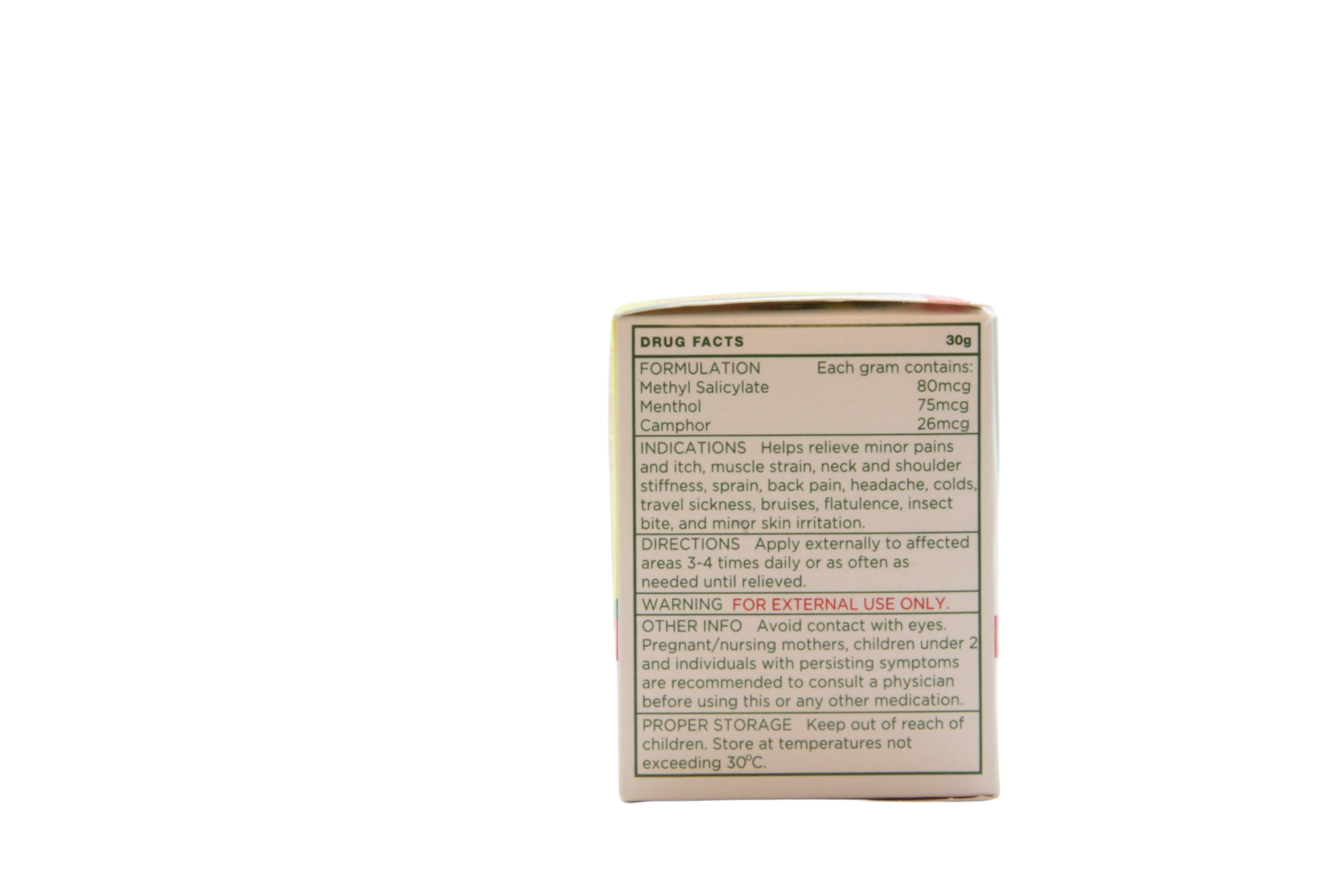 Crème de massage chaude pour les muscles, 30 grammes