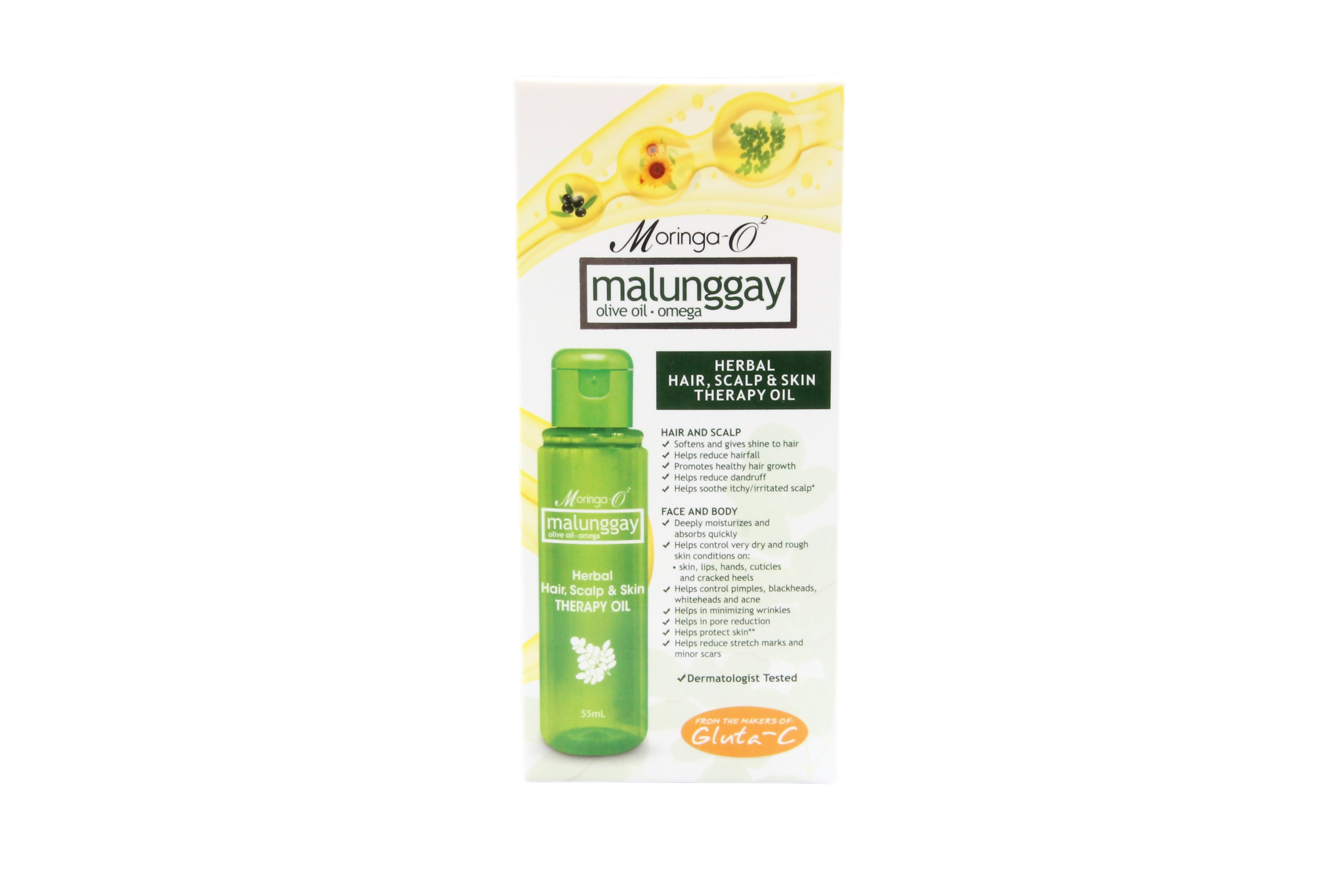 Huile capillaire thérapeutique aux herbes Moringa O2 55 ml