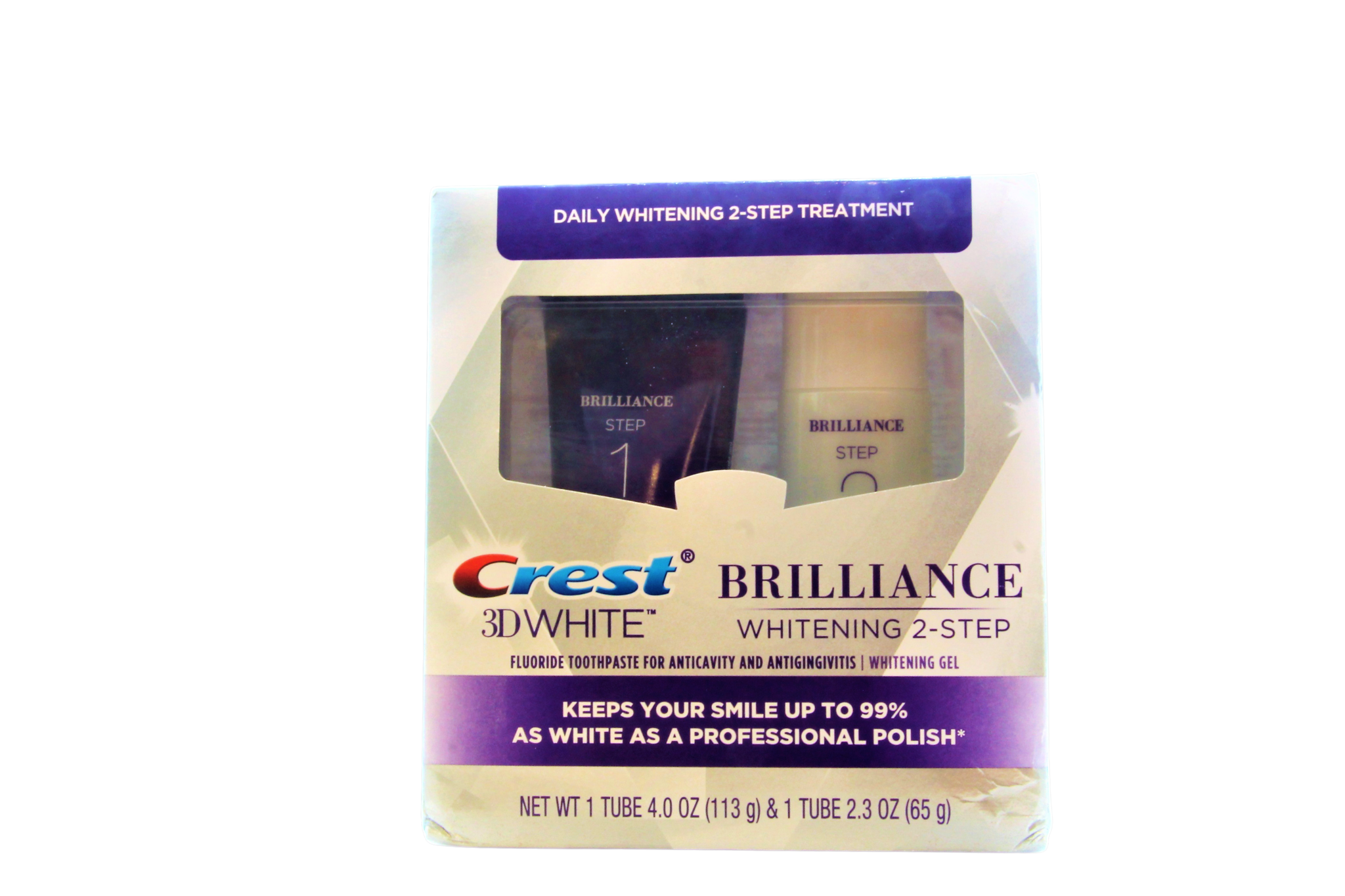 Crest Brilliance et Blanchiment 2 étapes, dentifrice + gel