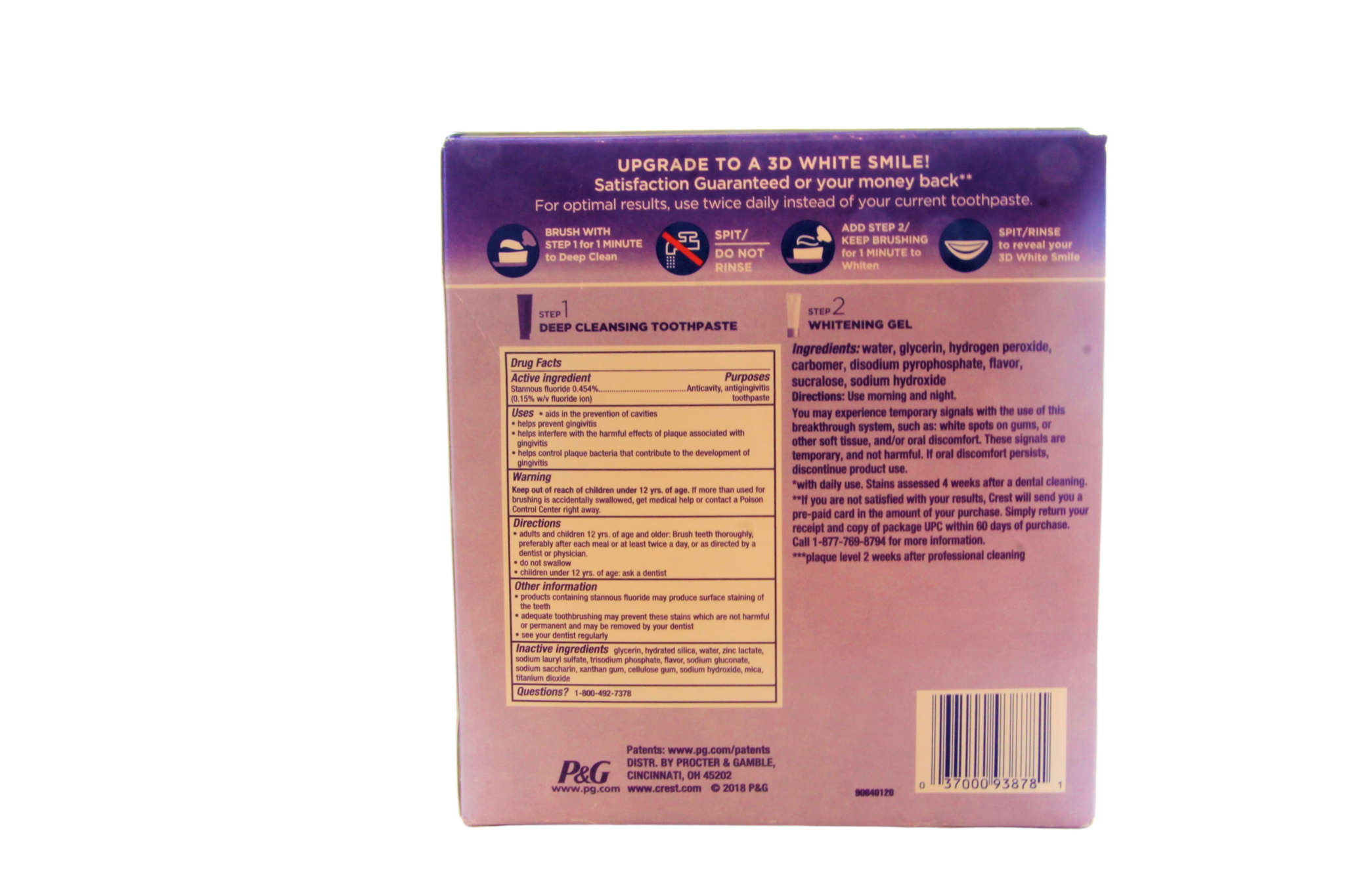 Crest Brilliance et Blanchiment 2 étapes, dentifrice + gel