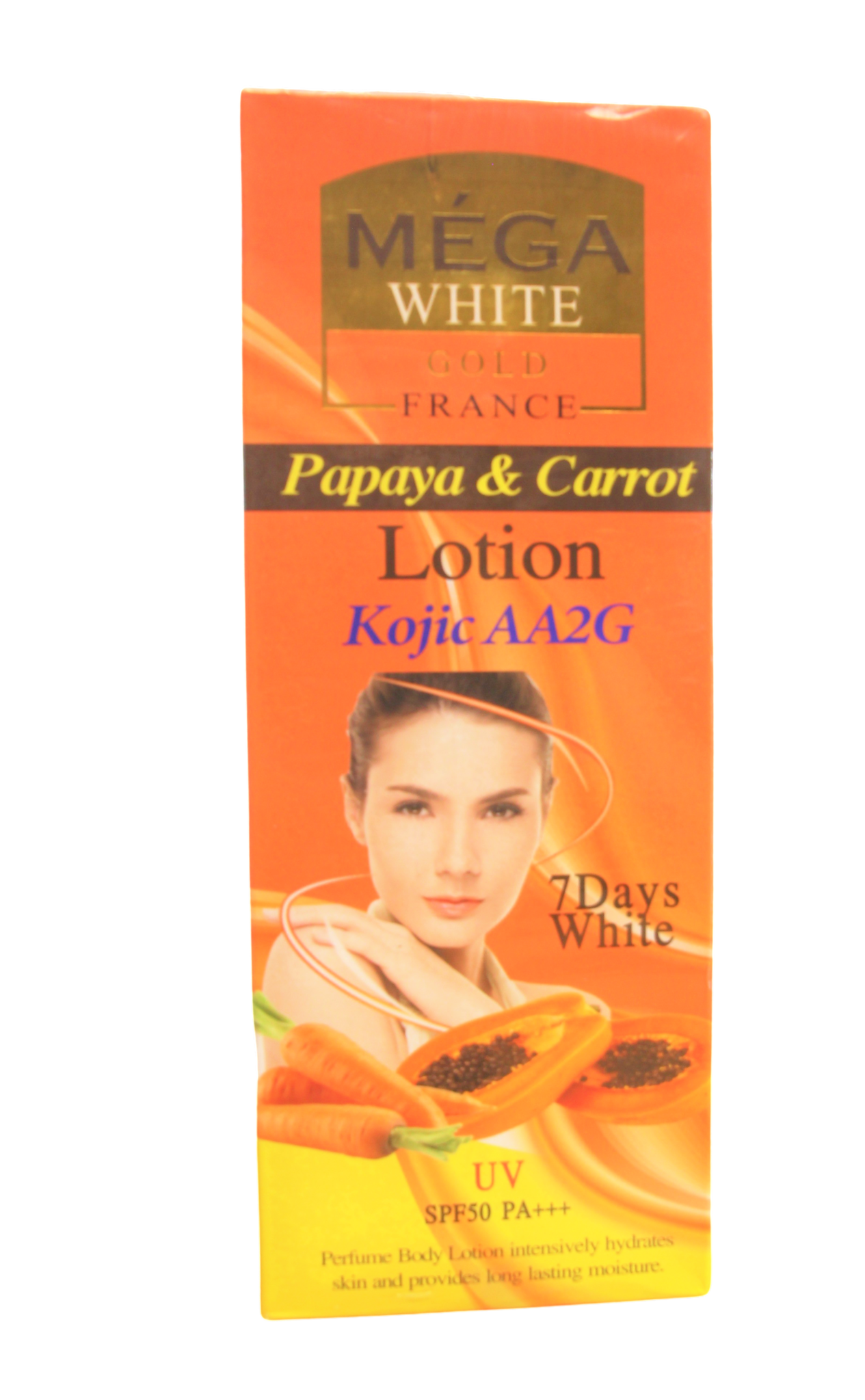 Lotion Méga White Gold France Papaye Carotte, Kojic AA2G 500 ml