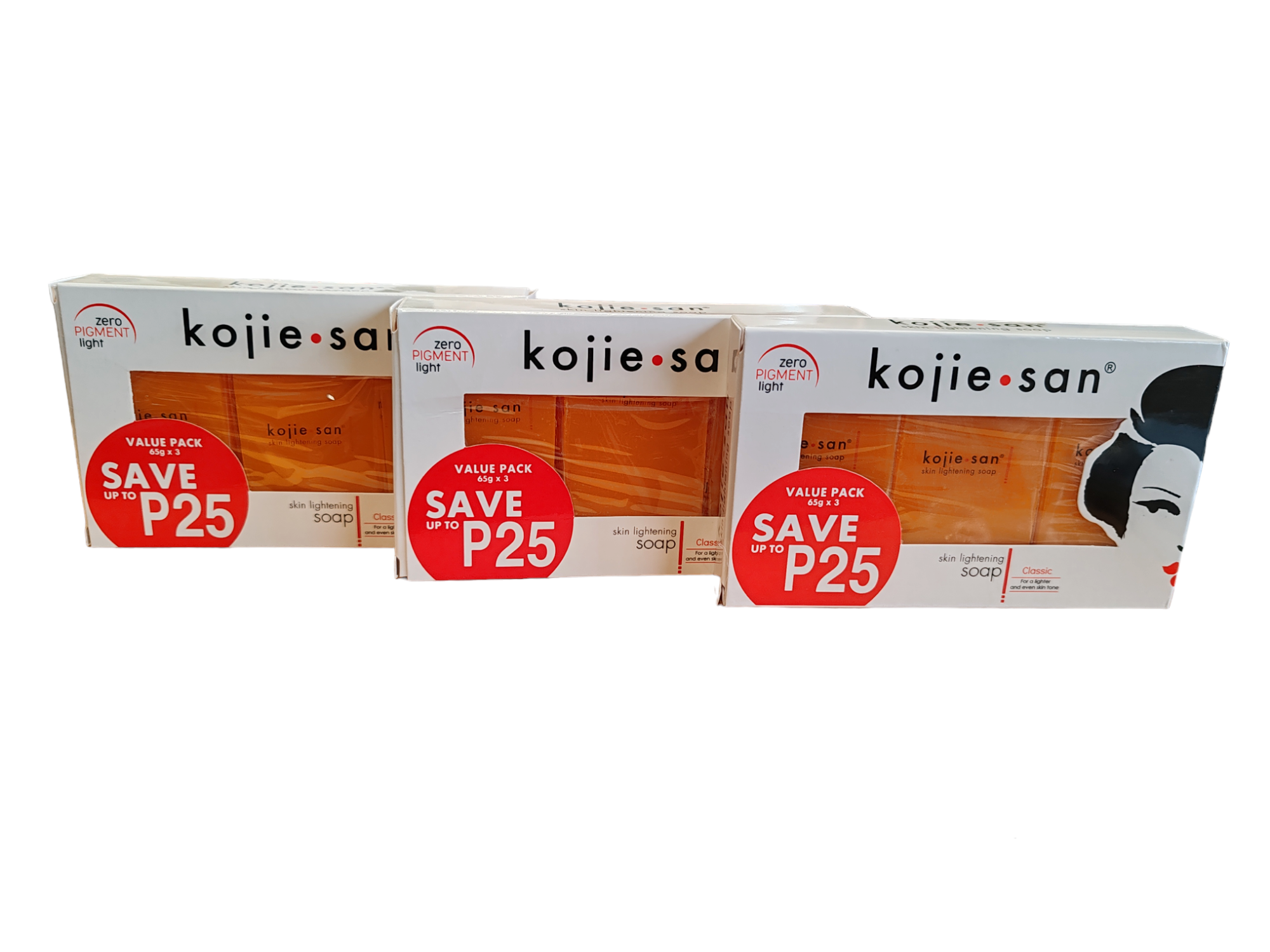 Savon éclaircissant pour la peau Kojie San 3 x 65 grammes, obtenez-en 3 = payez-en 2