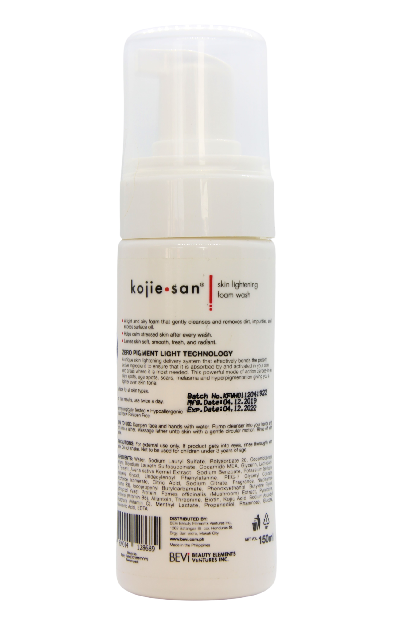 Kojie San Mousse nettoyante éclaircissante pour la peau 150 ml