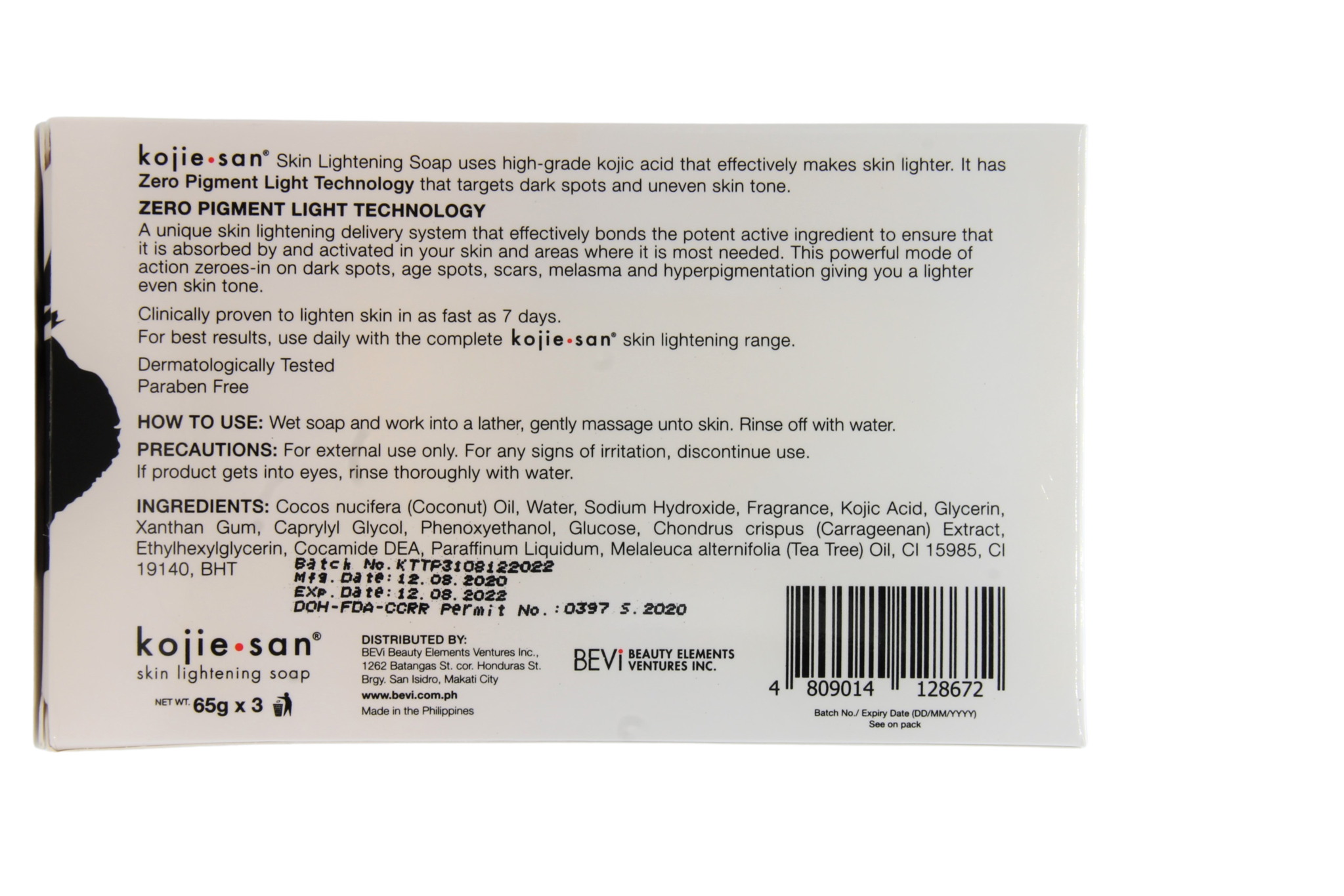 Savon éclaircissant pour la peau Kojie San 3 x 65 grammes, obtenez-en 3 = payez-en 2