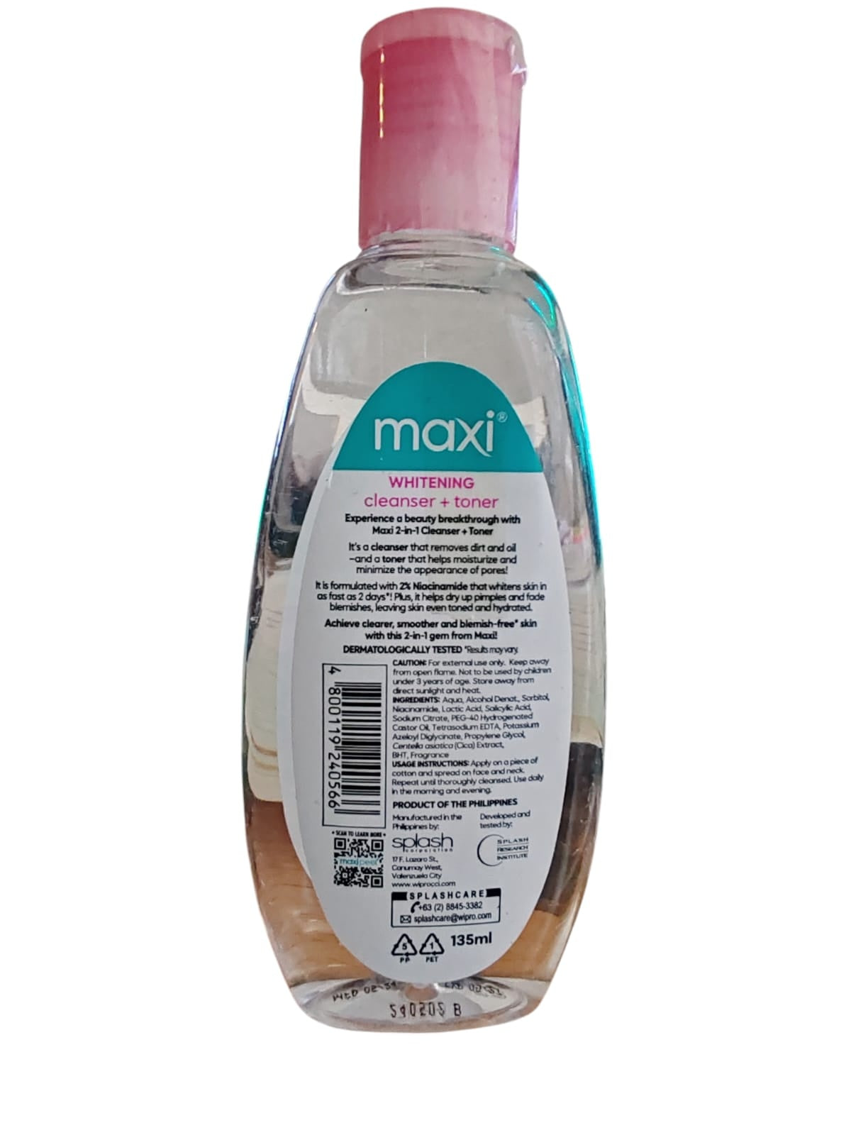 Maxi-Peel whitening 2 in 1 reiniger en toner 135 ml