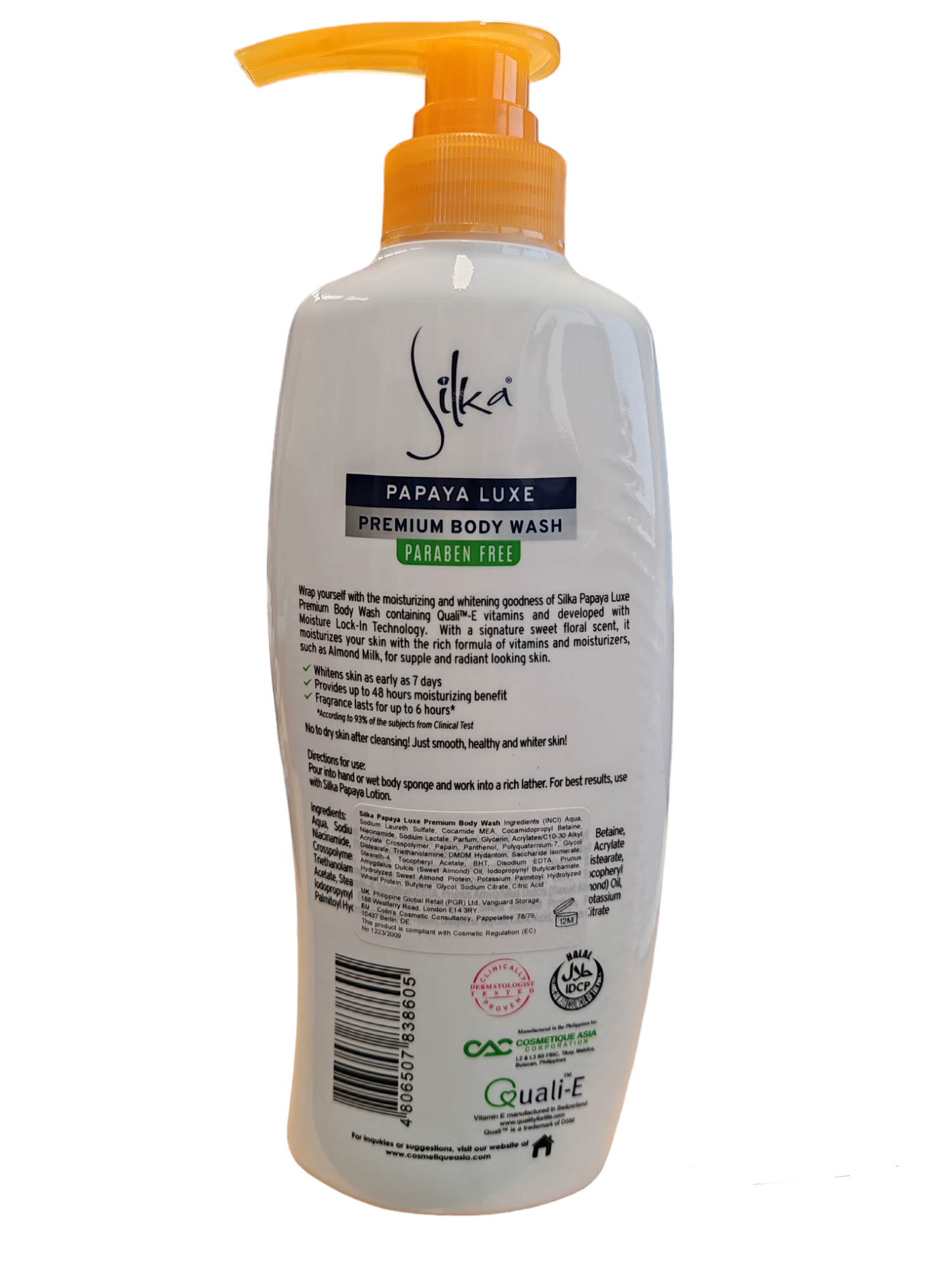 Gel douche blanchissant premium Silka Skin 500 ml