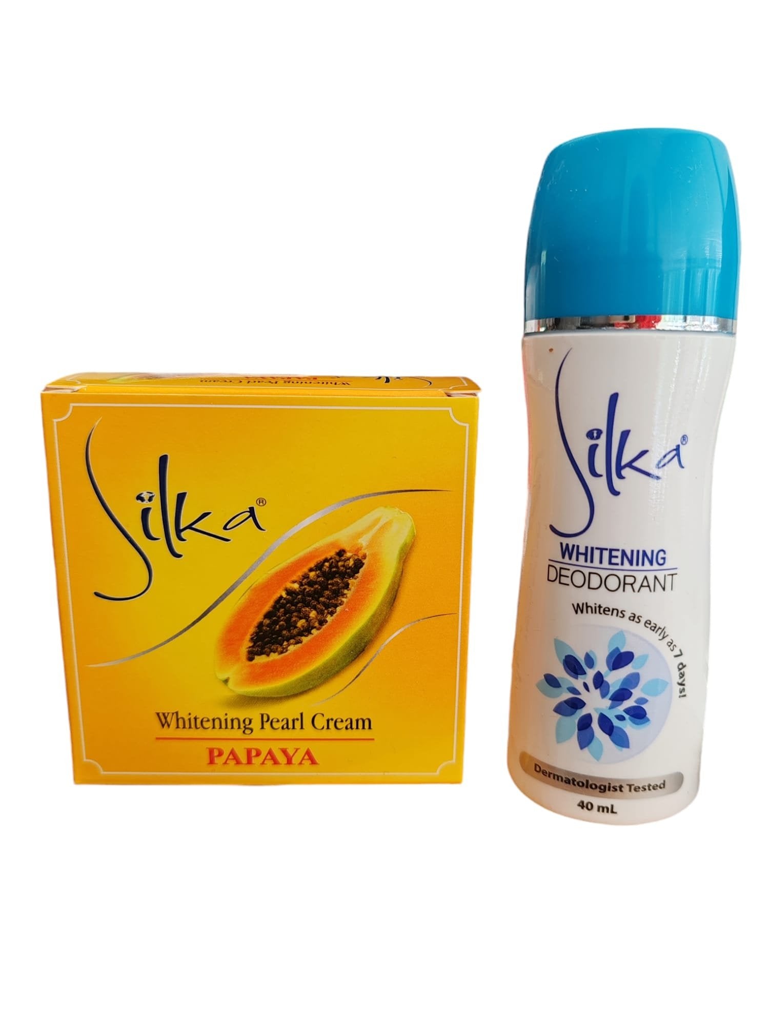 Déodorant blanchissant Silka 40 ml + Crème visage Whitening Pearl GRATUITE