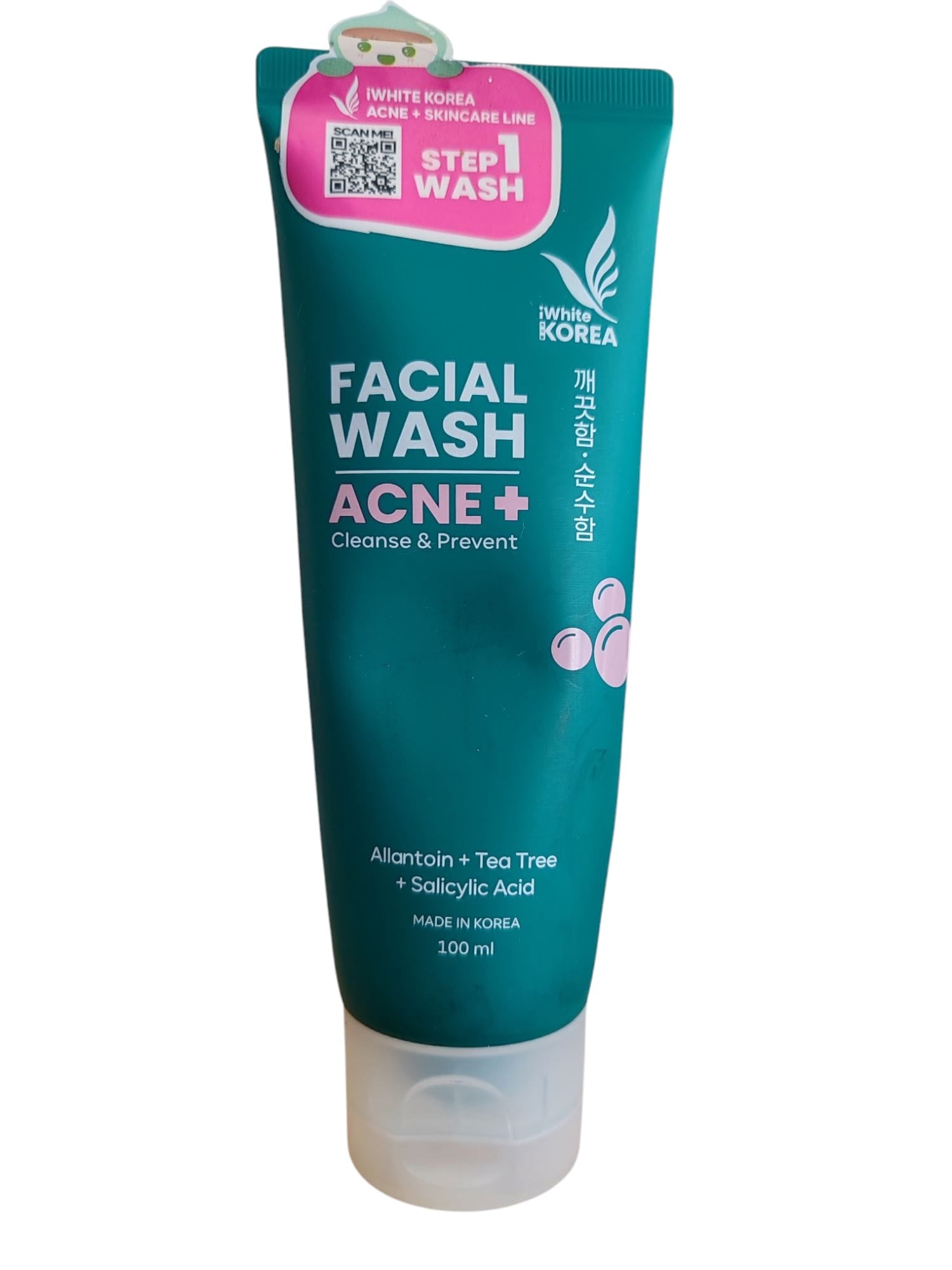 White Korea Facial Wash Acne+ Cleanse & Prevent – 100 ml – Diep Reinigende & Acne-Bestrijdende Gezichtsreiniger – Verwijdert Onzuiverheden, Voorkomt Puistjes & Geeft een Frisse, Gladde & Gezonde Huid