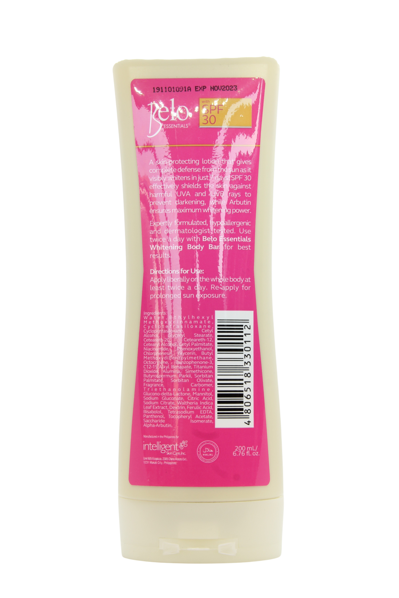 Lait corporel éclaircissant Belo Essentials avec SPF 30 200 ml