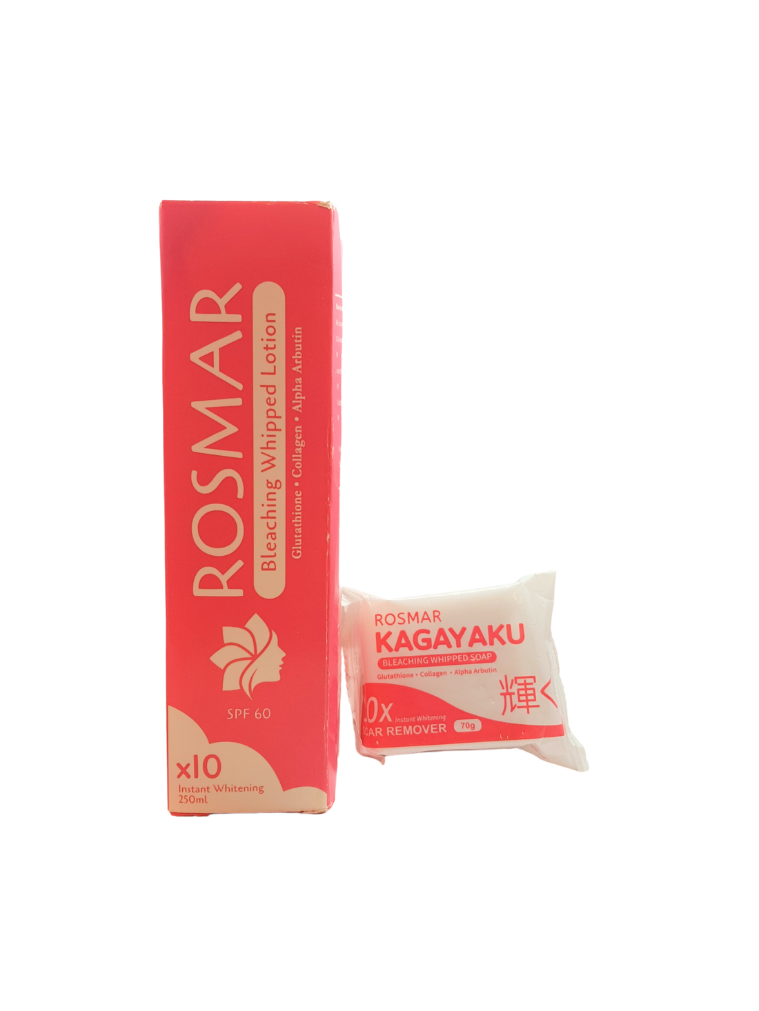Rosmar bleaching Lotion Spf 60, together with Rosmar Kagayaku whitening soap.